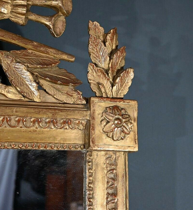 Important Gilded Wood Mirror, Louis XV Period – 1768 photo vintage