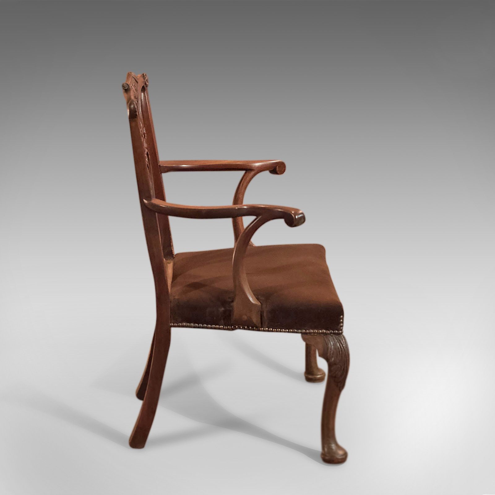 Antique Elbow Chair, 19th Century Armchair In Chippendale Taste photo vintage