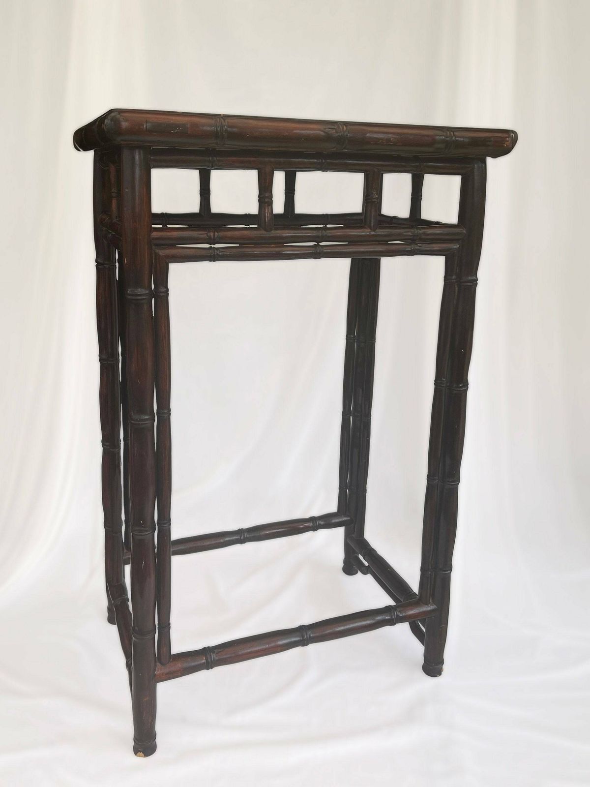 Antique Chinese Hardwood 'Bamboo' High Table Late Qing Dynasty, Dark Brown Late 1800's