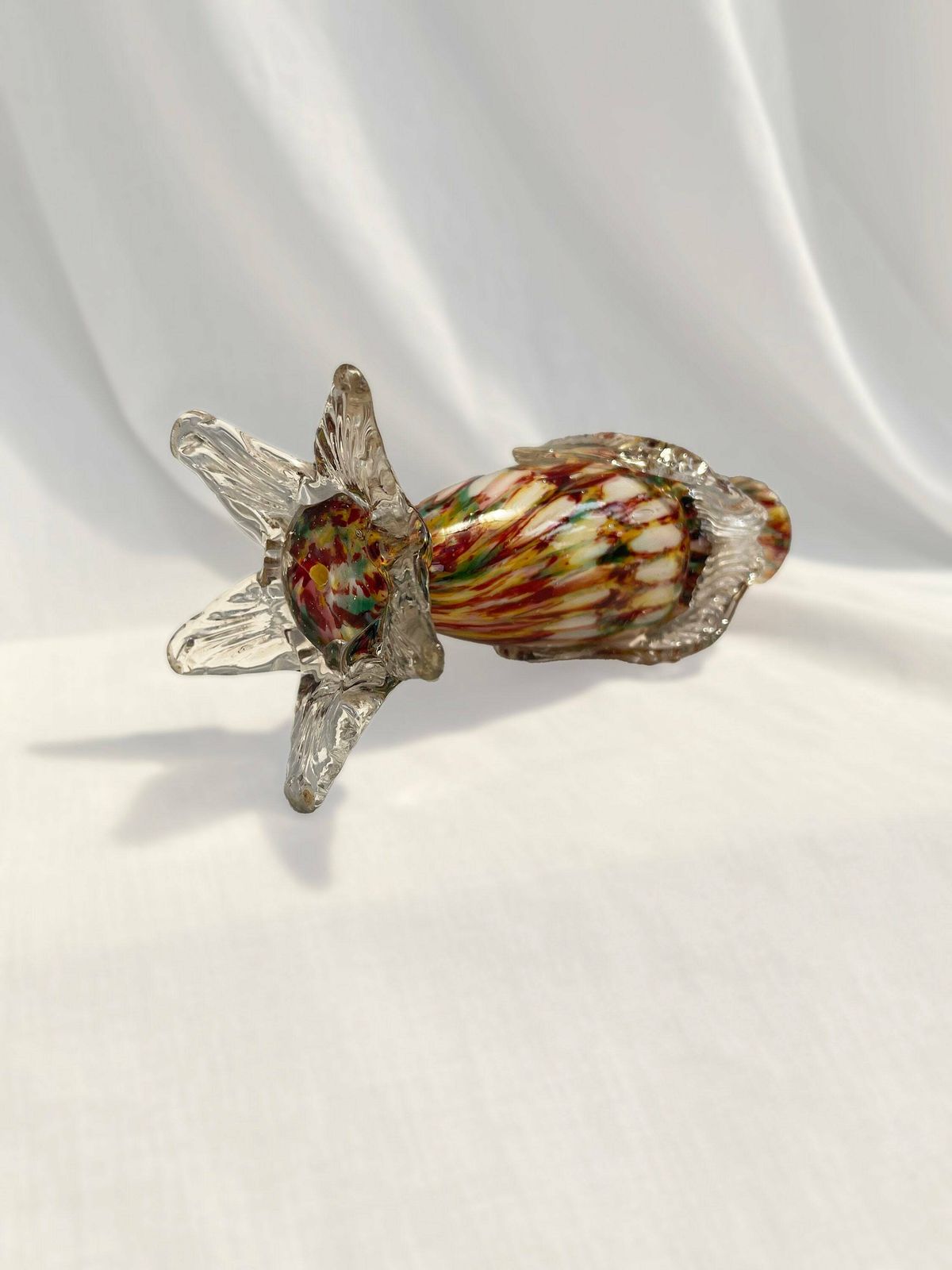 Welz Factory Turn Of The Century Bohemian Spatter/Splatter Art Glass Vase. Czech Art Glass, Multi Coloured Glass Vase photo vintage