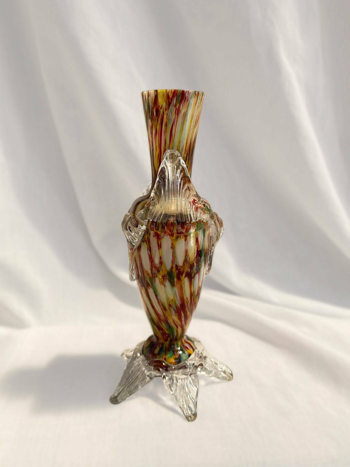 photo furniture Welz Factory Turn Of The Century Bohemian Spatter/Splatter Art Glass Vase. Czech Art Glass, Multi Coloured Glass Vase