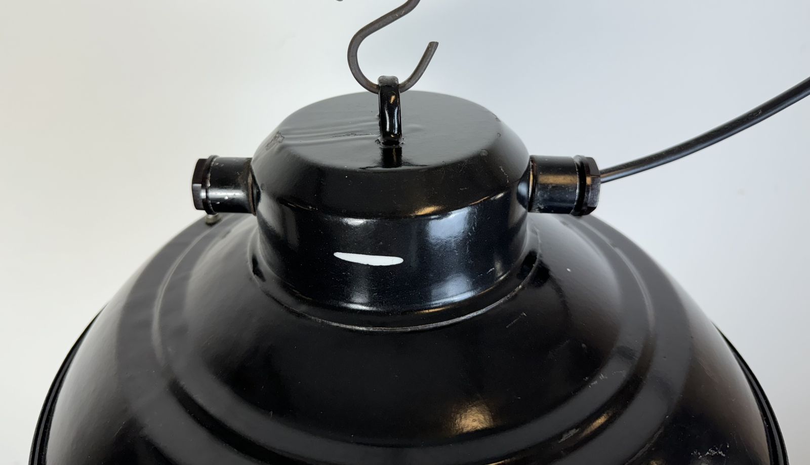 Industrial Black Enamel Factory Hanging Lamp, 1960s, 13x photo 199.0