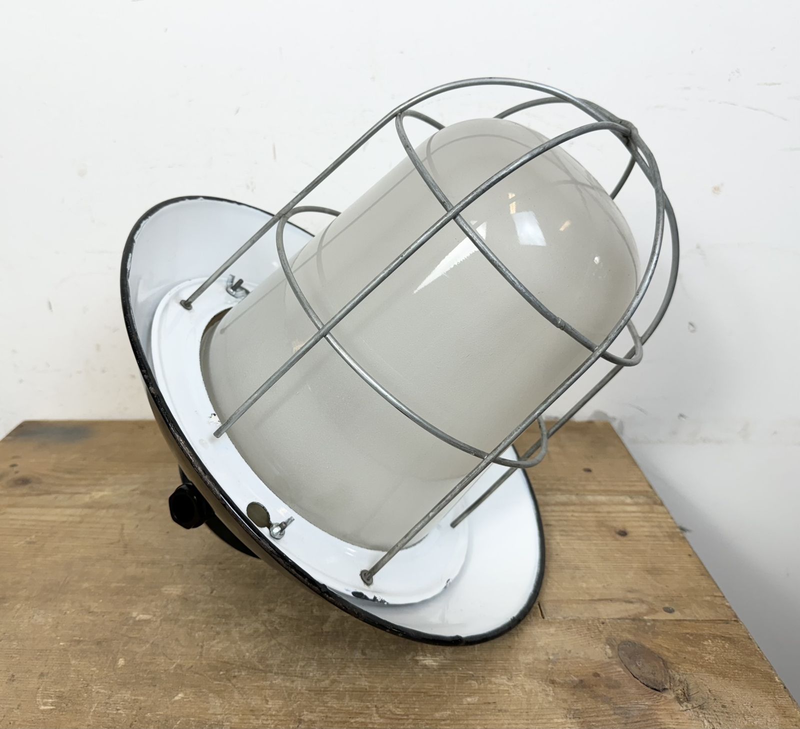 photo buy Industrial Black Enamel Factory Hanging Lamp, 1960s, 13x