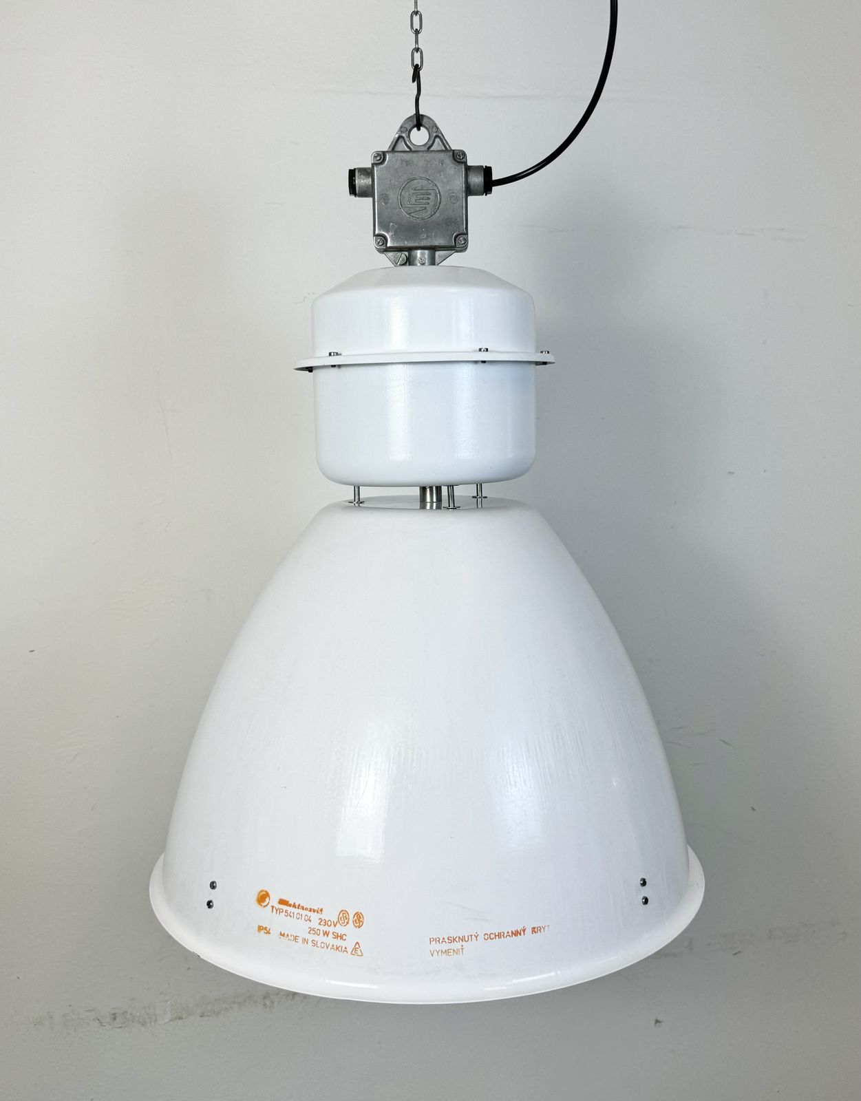 photo buy Large White Enamel Industrial Factory Lamp From Elektrosvit, 1990s, 3x