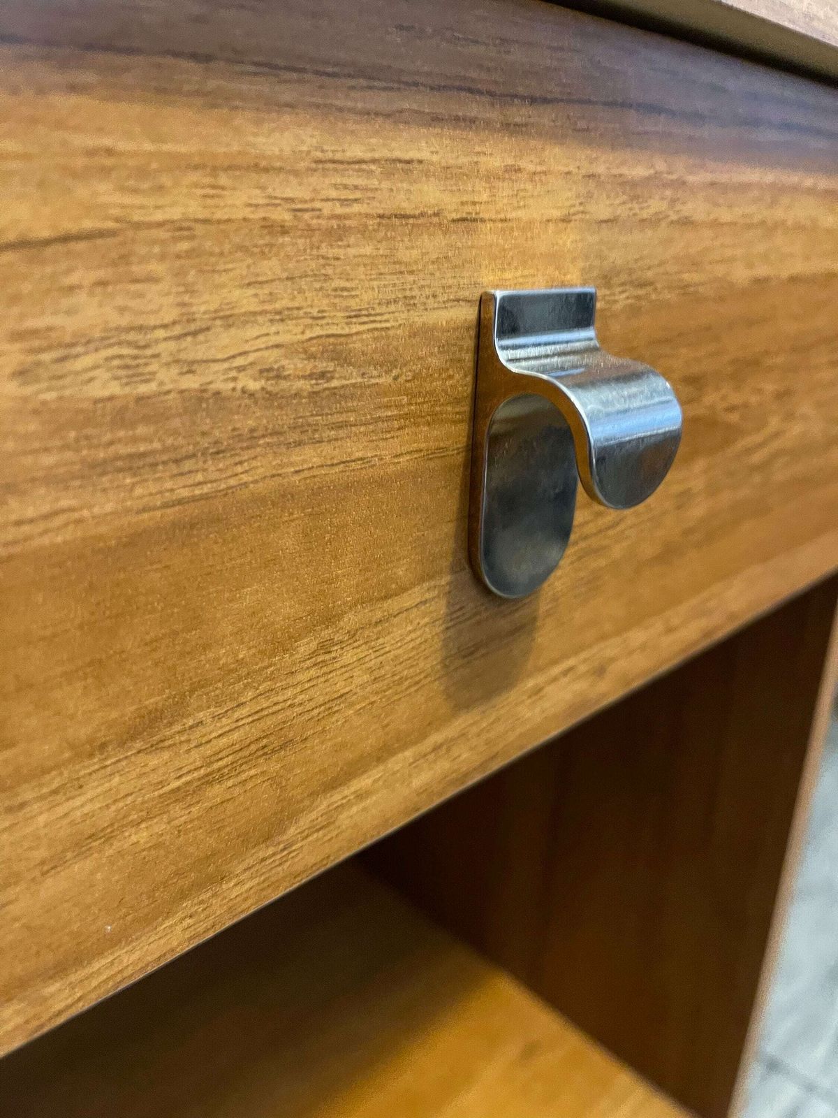 photo for sale Vintage Schrieber Bedside Cabinets X 2 Retro Teak Vener With Brass Mid Century Handles. Vgc Circa 1970