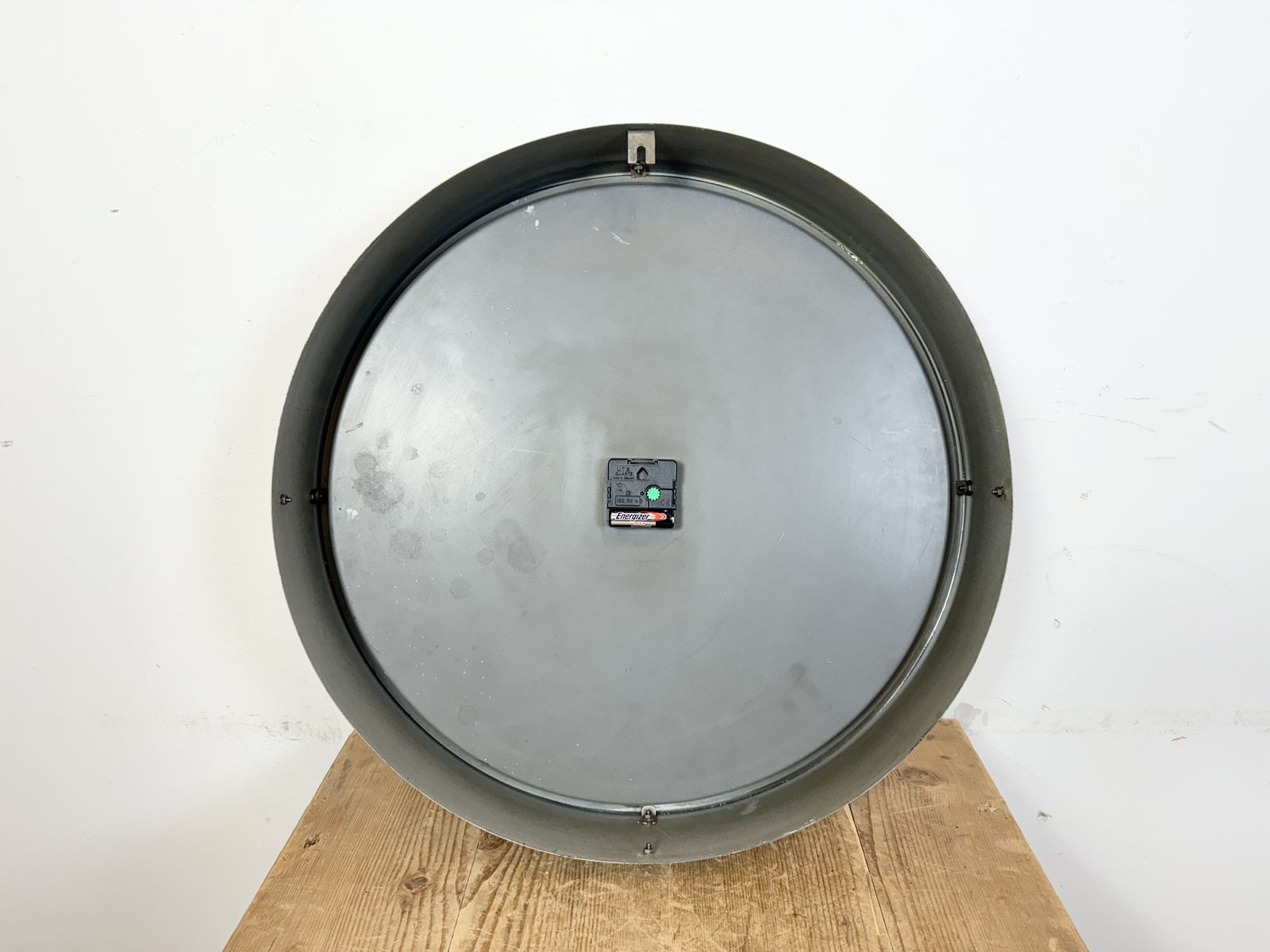 459.0 Huge Grey Industrial Factory Wall Clock From Pragotron, 1960s photo