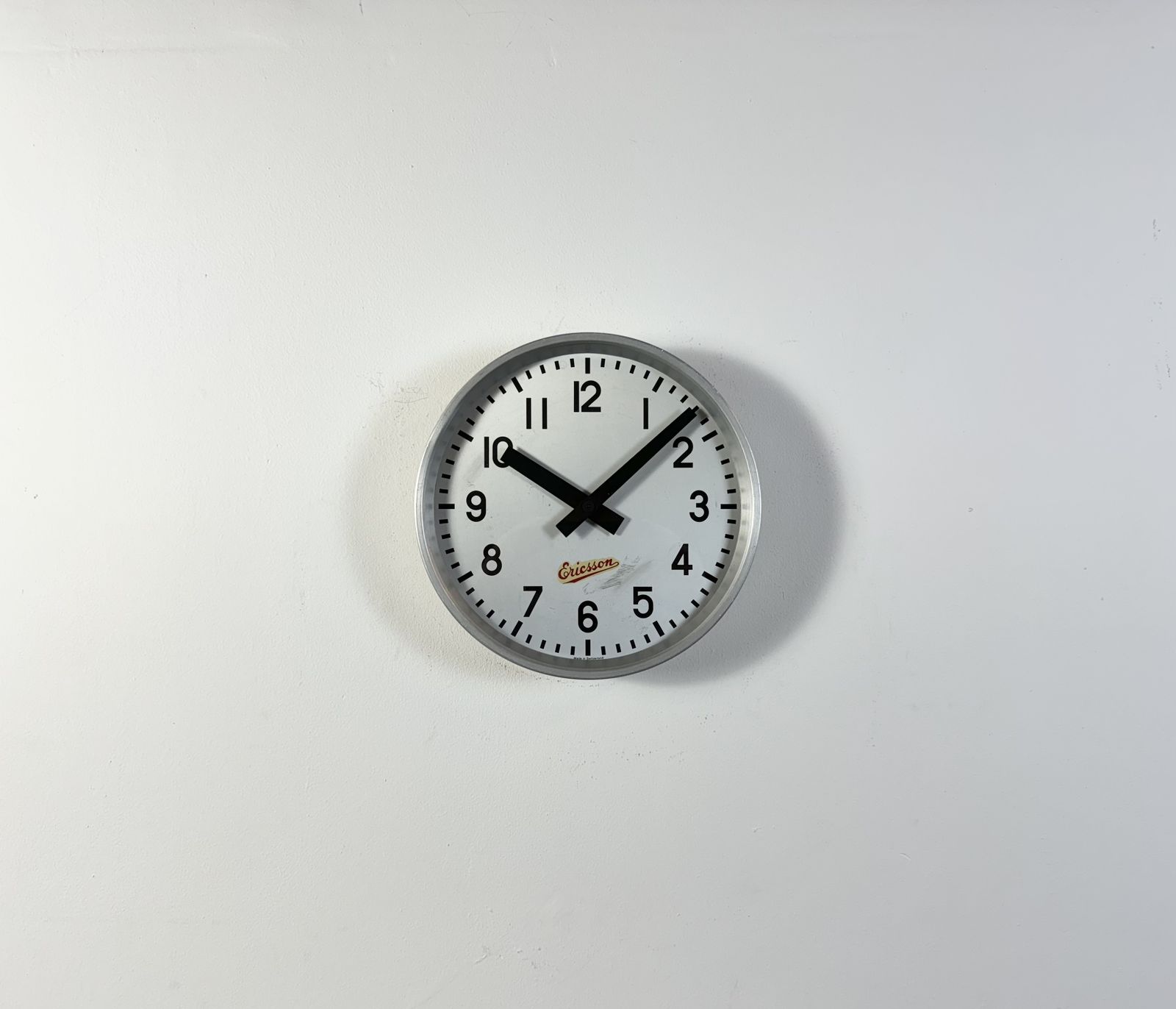 Grey Industrial Wall Clock From Ericsson, 1960s photo buy