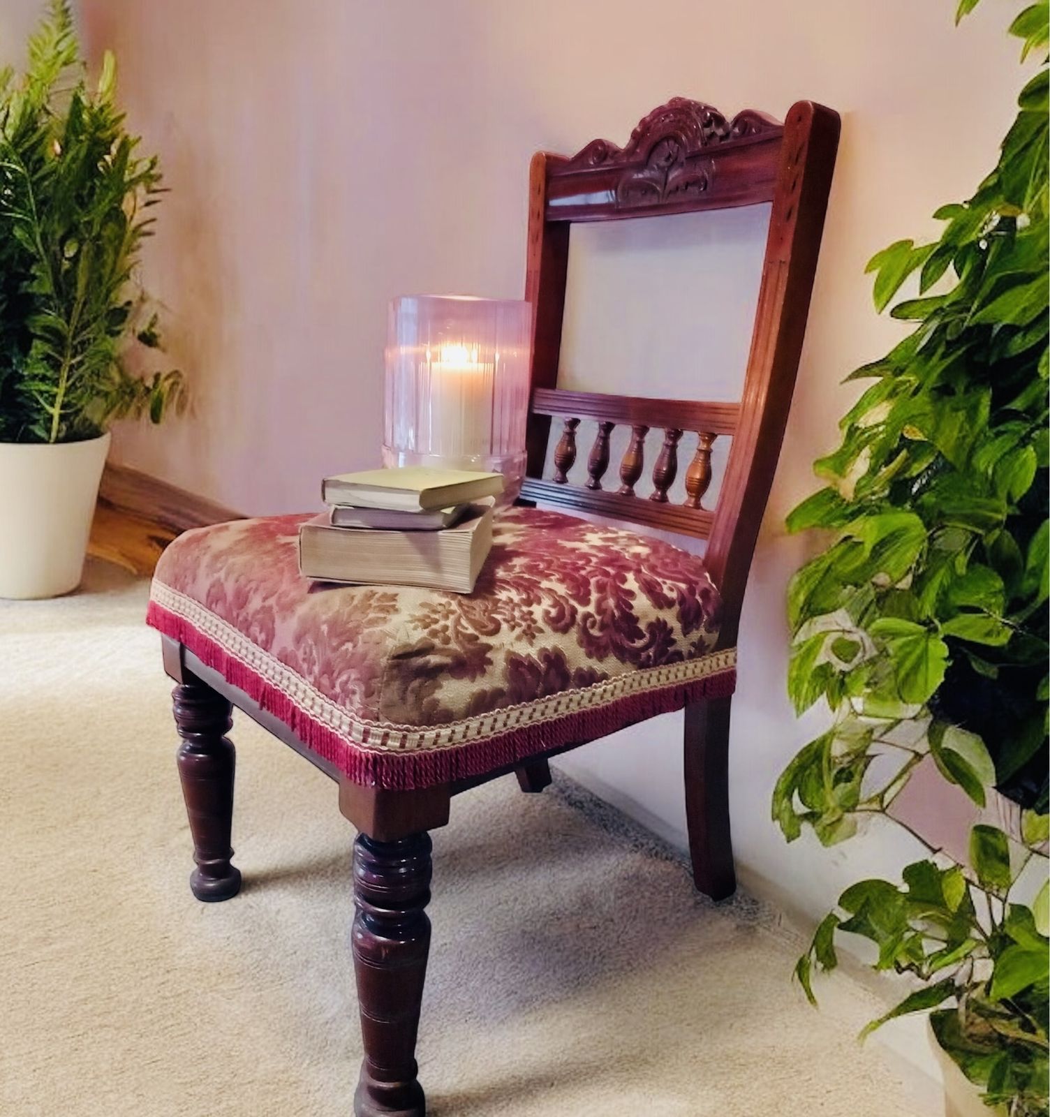 Victorian Red And Gold Side Chair photo vinterior