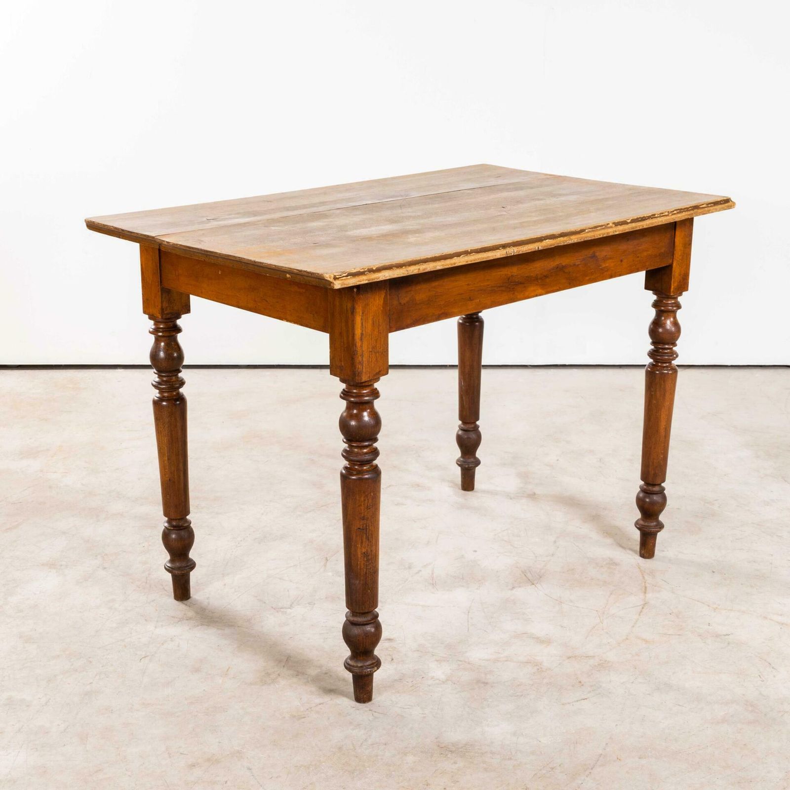1940’s Original French Fruitwood Compact Dining Table – Bobbin Leg photo vinterior