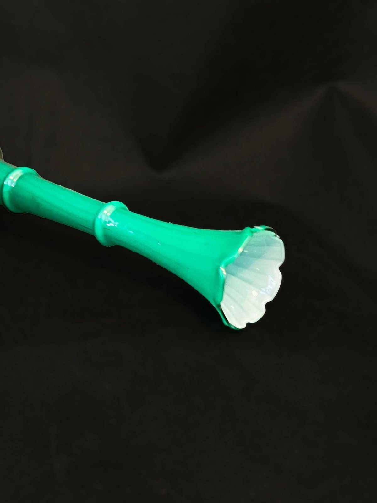 Mid Century Green And Opaline Glass Vase Hand Blown By Carlo Moretti For Murano photo buy