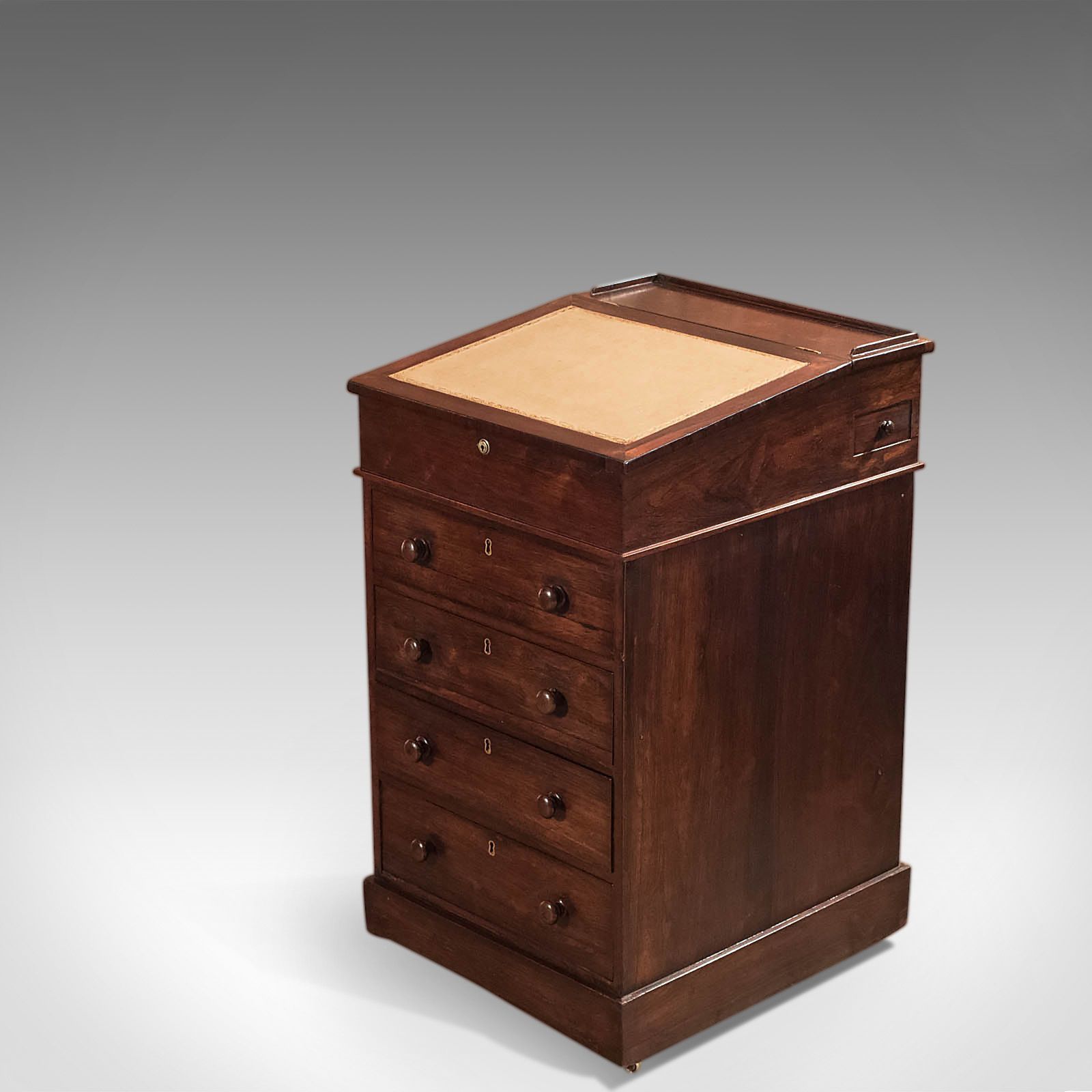 Antique Swivel Top Davenport, Victorian Rosewood Campaign Desk, English C.1850 photo furniture