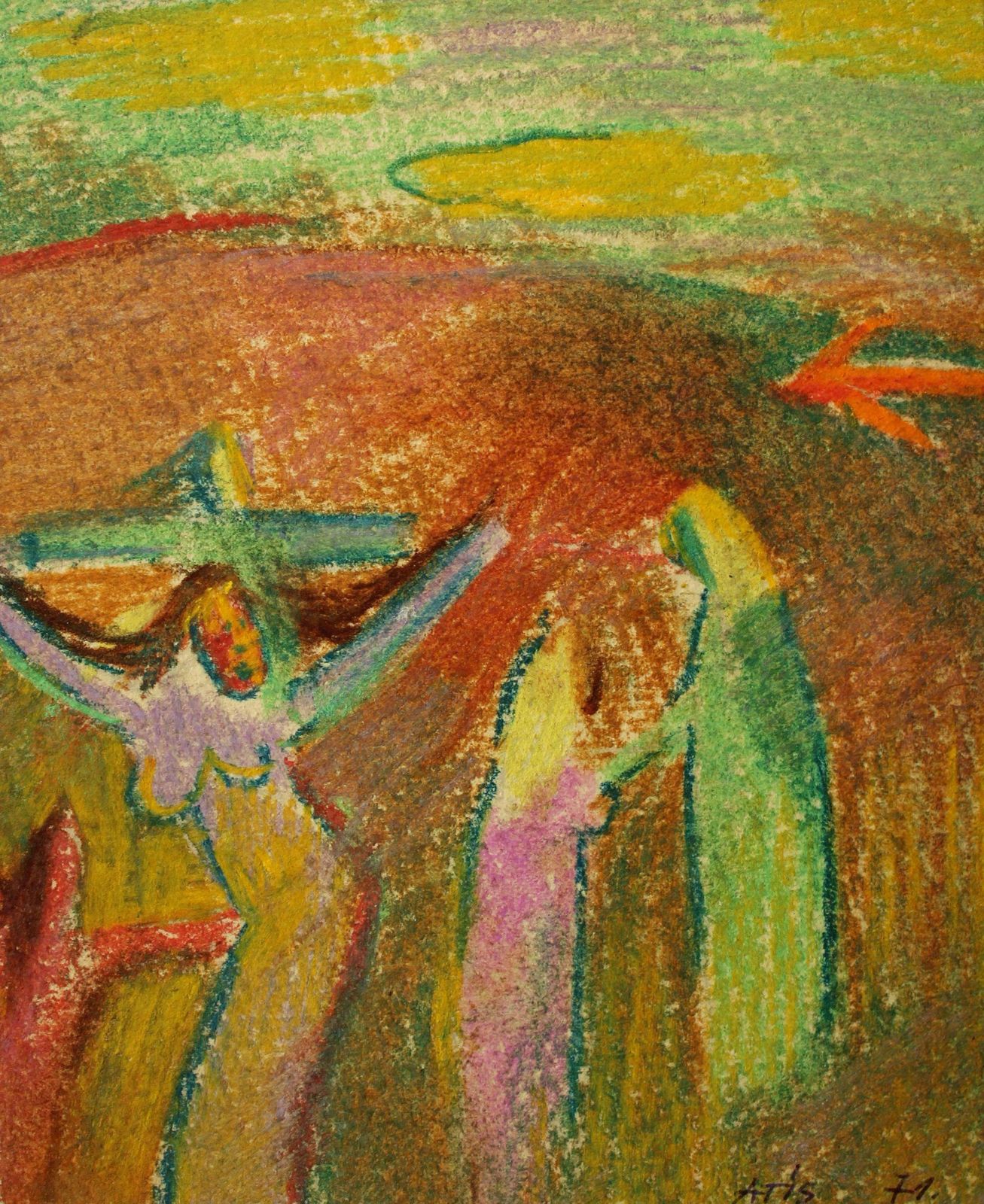Atis Ievins Scream. 1971, Cardboard, Oil Crayons, 15.5x13 Cm 1971