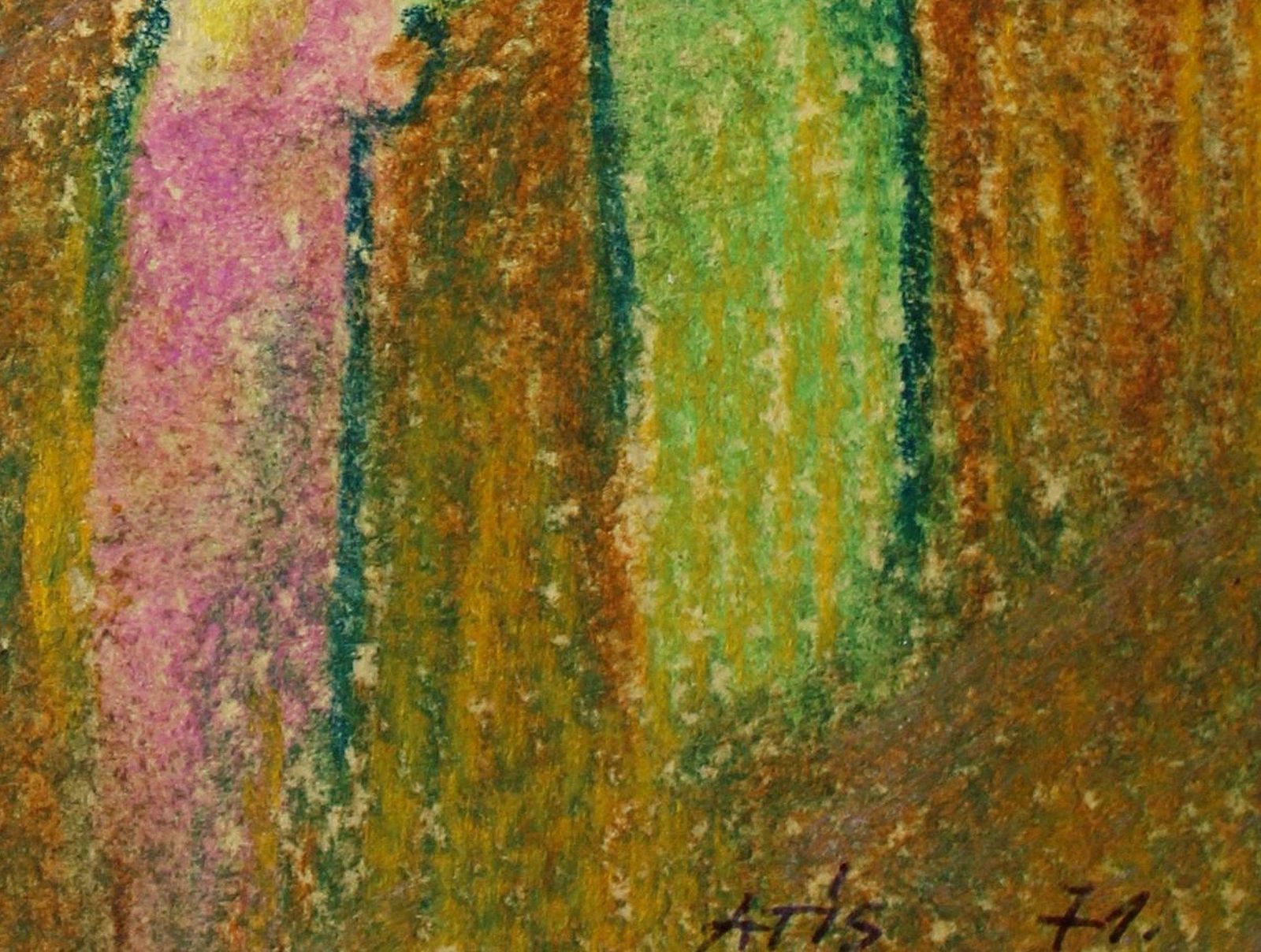 Atis Ievins Scream. 1971, Cardboard, Oil Crayons, 15.5x13 Cm 1971 photo for sale