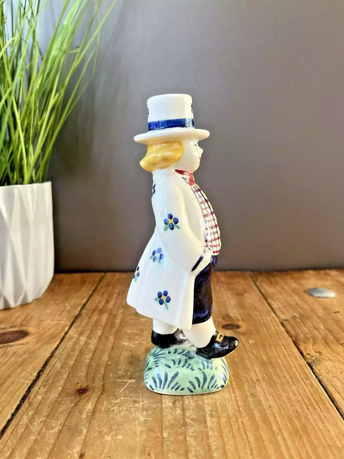 Royal Copenhagen Jus Aluminia Farmer Boy Hans Candle Holders Scandi Folk Faience photo Home Decor