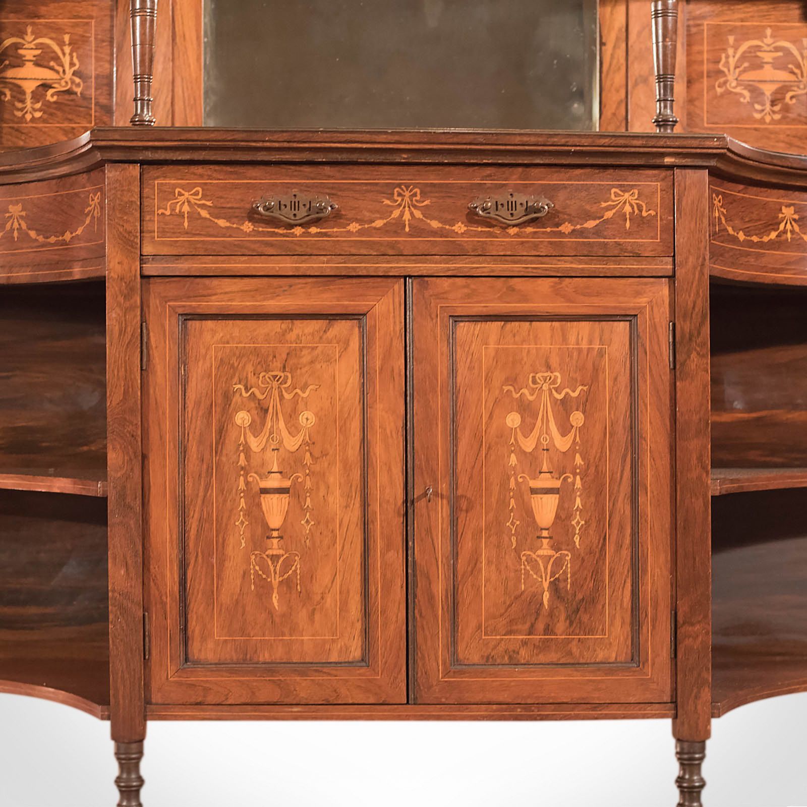 Antique Sideboard, Edwardian, Rosewood, Mirror Back Cabinet, Credenza C1910  photo vintage