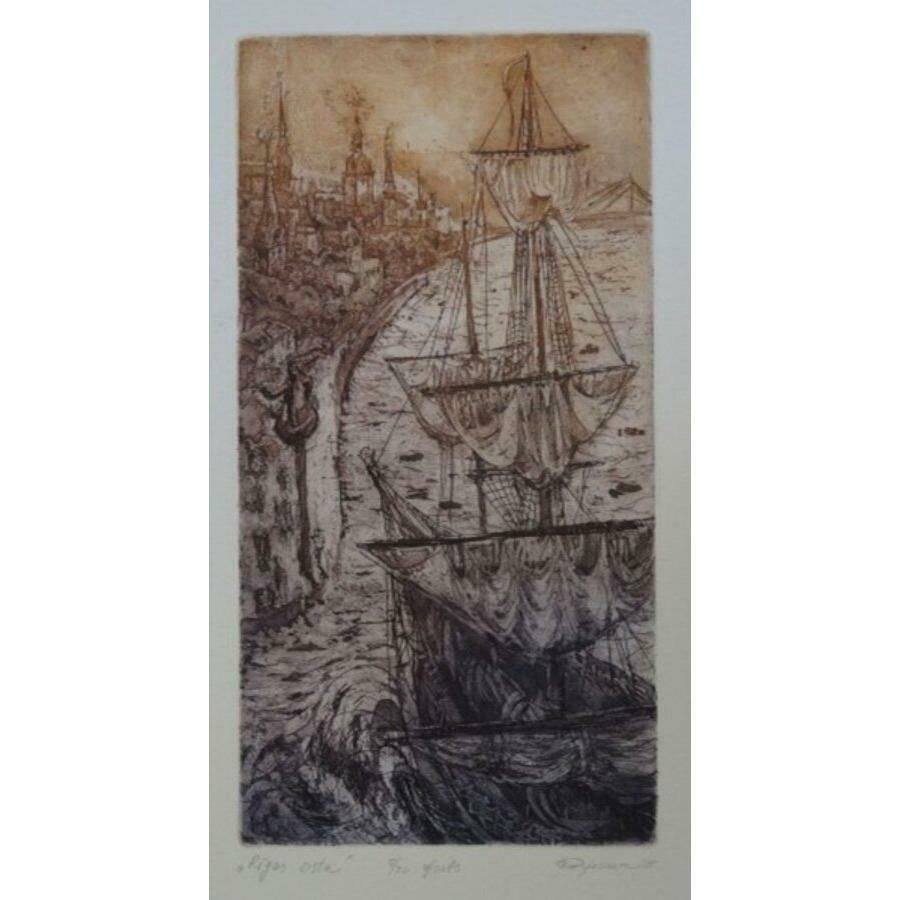 Jekaterina Gryazeva Riga Port. 2015, Paper, Etching, 28x15 Cm 7/30 2015