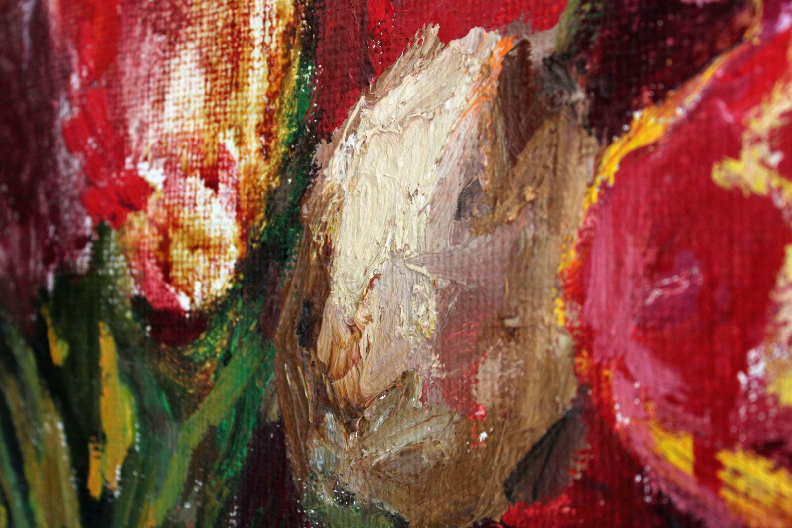 Jurgis Skulme Tulips. 1996. Oil On Canvas, 81х100 Cm photo vintage