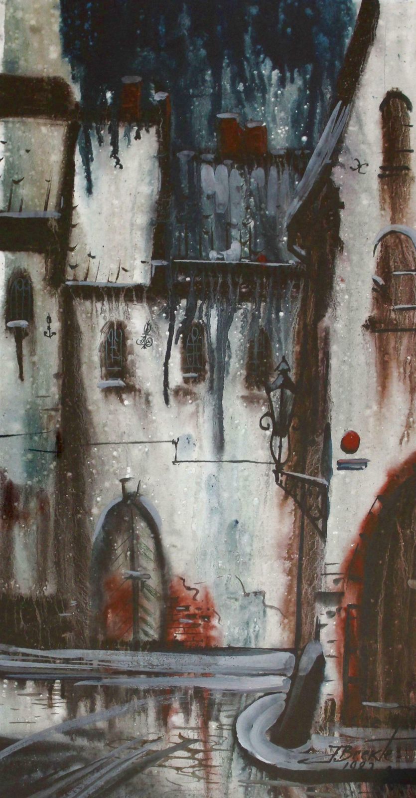 Janis Brekte Old Riga. 1982, Paper, Watercolor, 60x32 Cm