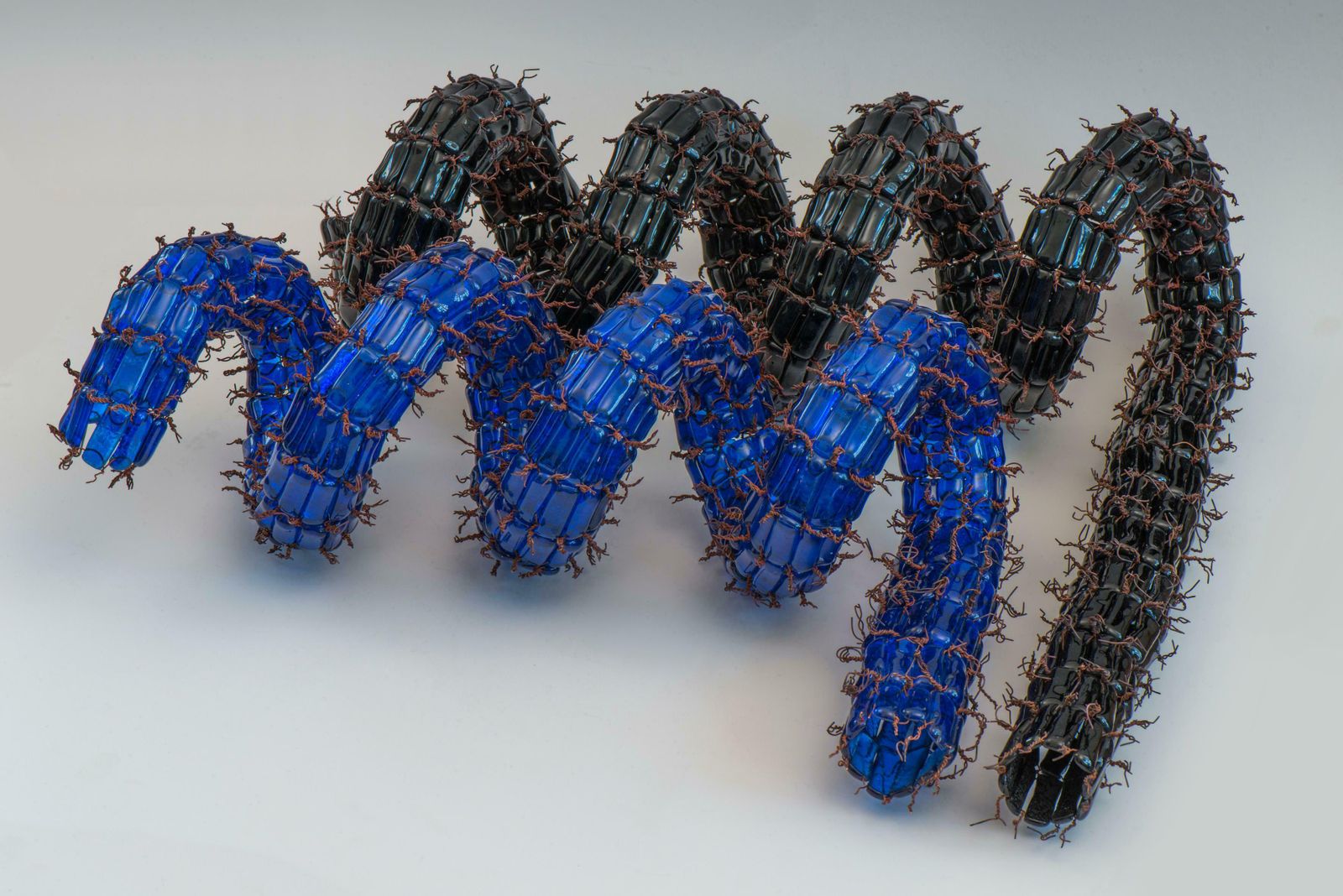 Marta Gibiete Direction Blue   Black. 2006, Glass, Copper, Author Technique 18x56x50 Cm 2006