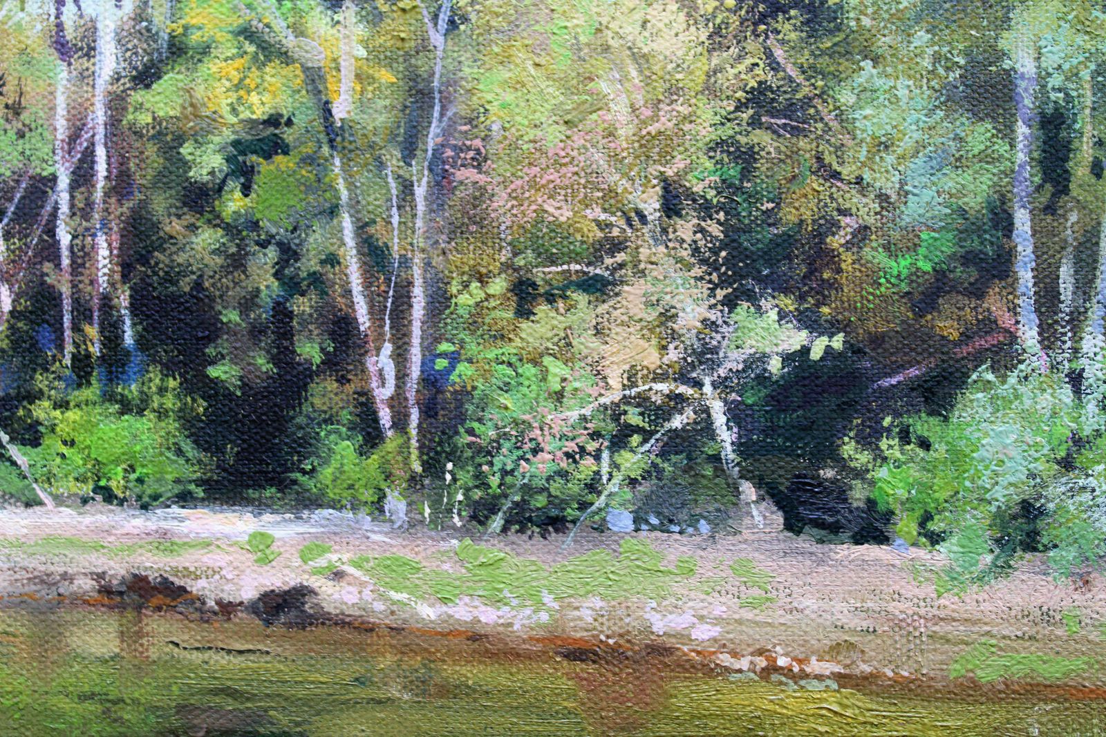 Janis Zingitis May. The Lobe River Flows Into Ogre. Oil On Canvas, 40x50 Cm 2023 photo for sale
