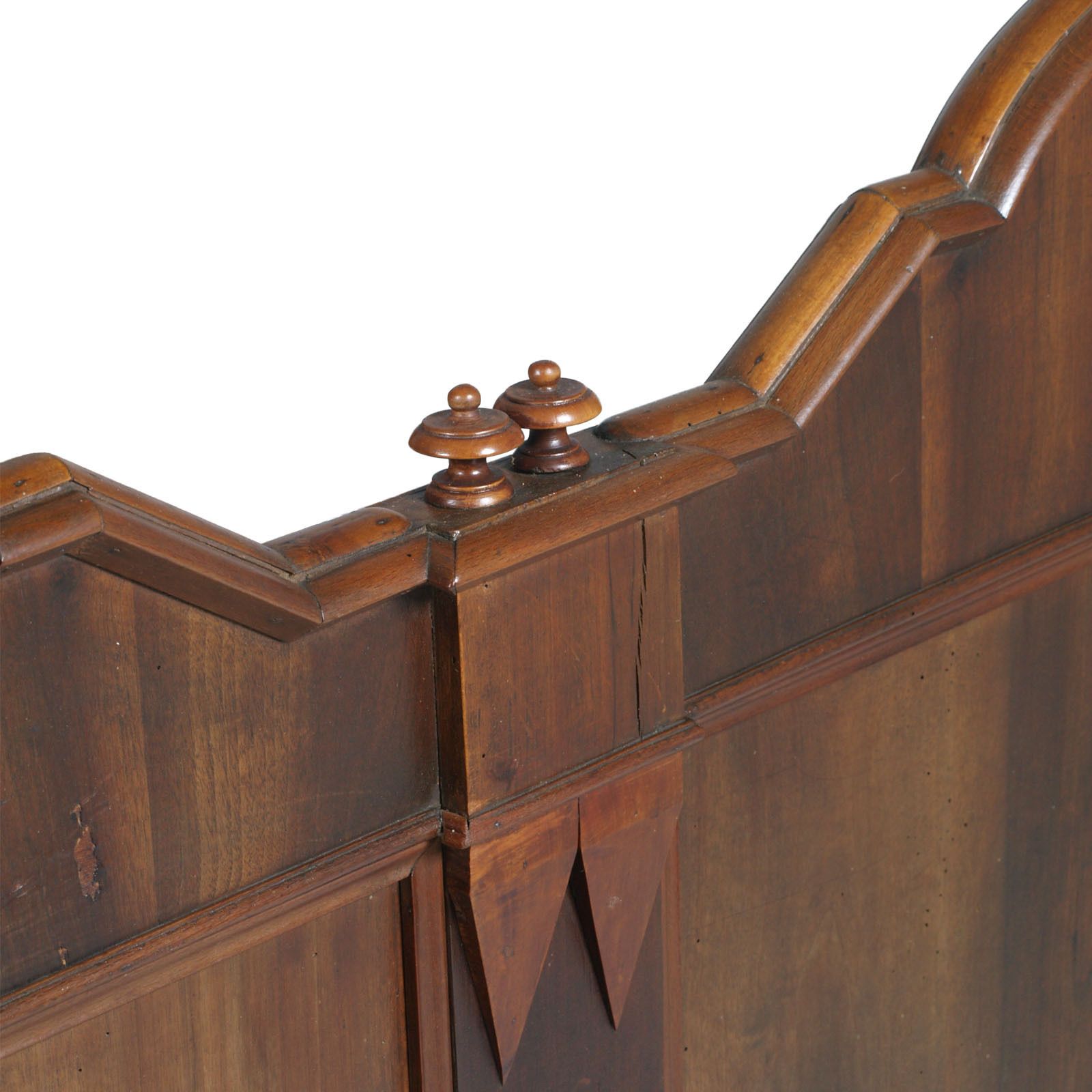 Italy 19th Century Majestic Double Bed In Walnut Restored And Polished To Wax photo vinterior