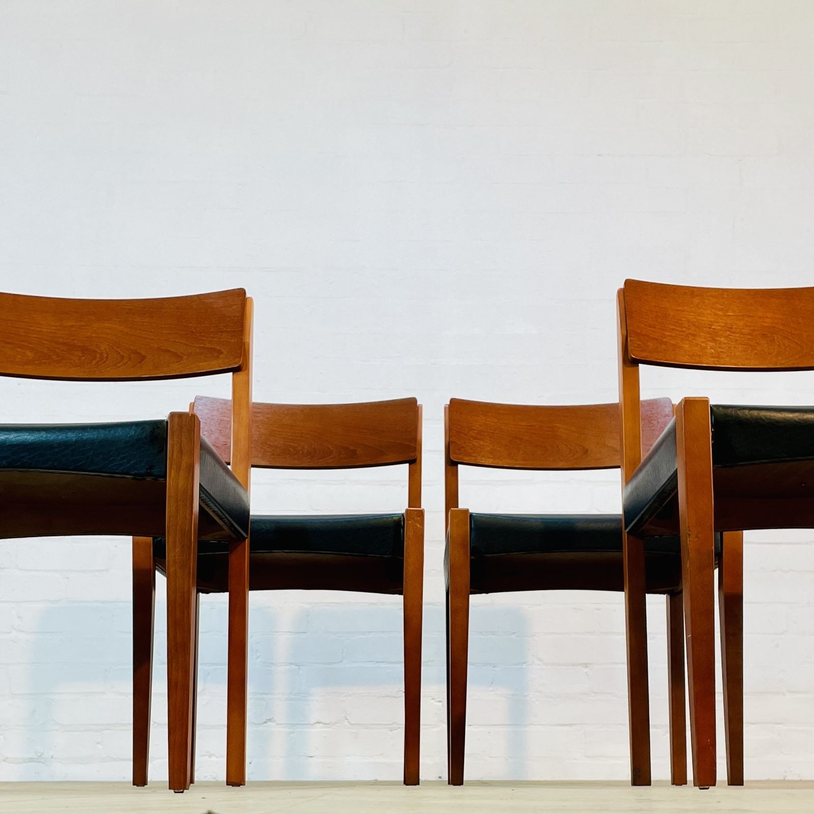 Mid Century Black Vinyl Dining Chairs, After Arne Vodder, Set Of 4, 1970s photo vinterior