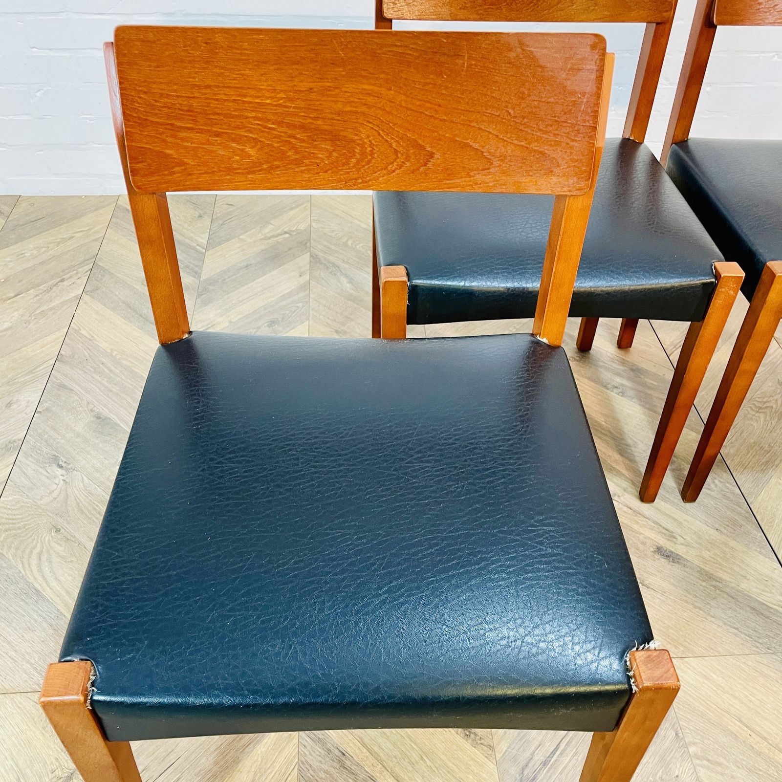 Mid Century Black Vinyl Dining Chairs, After Arne Vodder, Set Of 4, 1970s photo buy