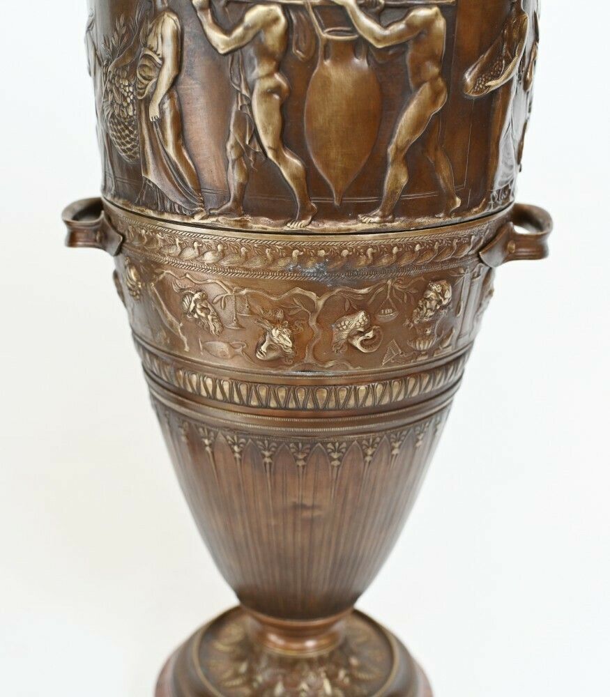 Pair French Bronze Amphora Urns After Barbedienne Classical Antiquity photo vinterior