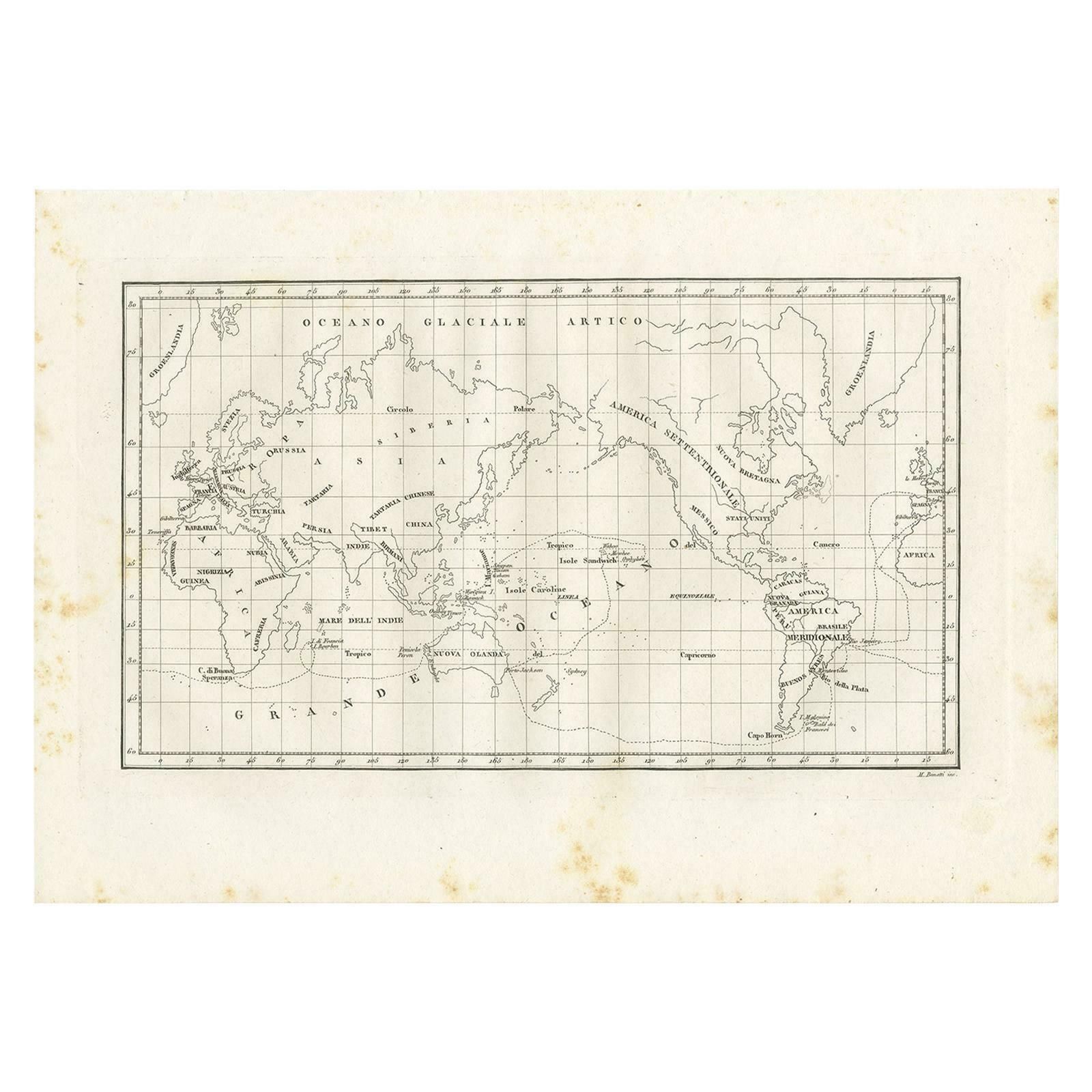 Antique Map Of The World By Ferrario '1831'