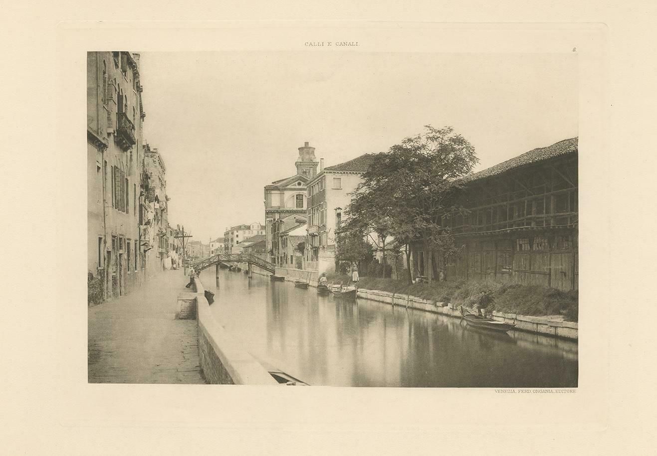Pl. 8 Antique Print Of S. Jerome's Canal In Venice, 'Circa 1890' photo Art