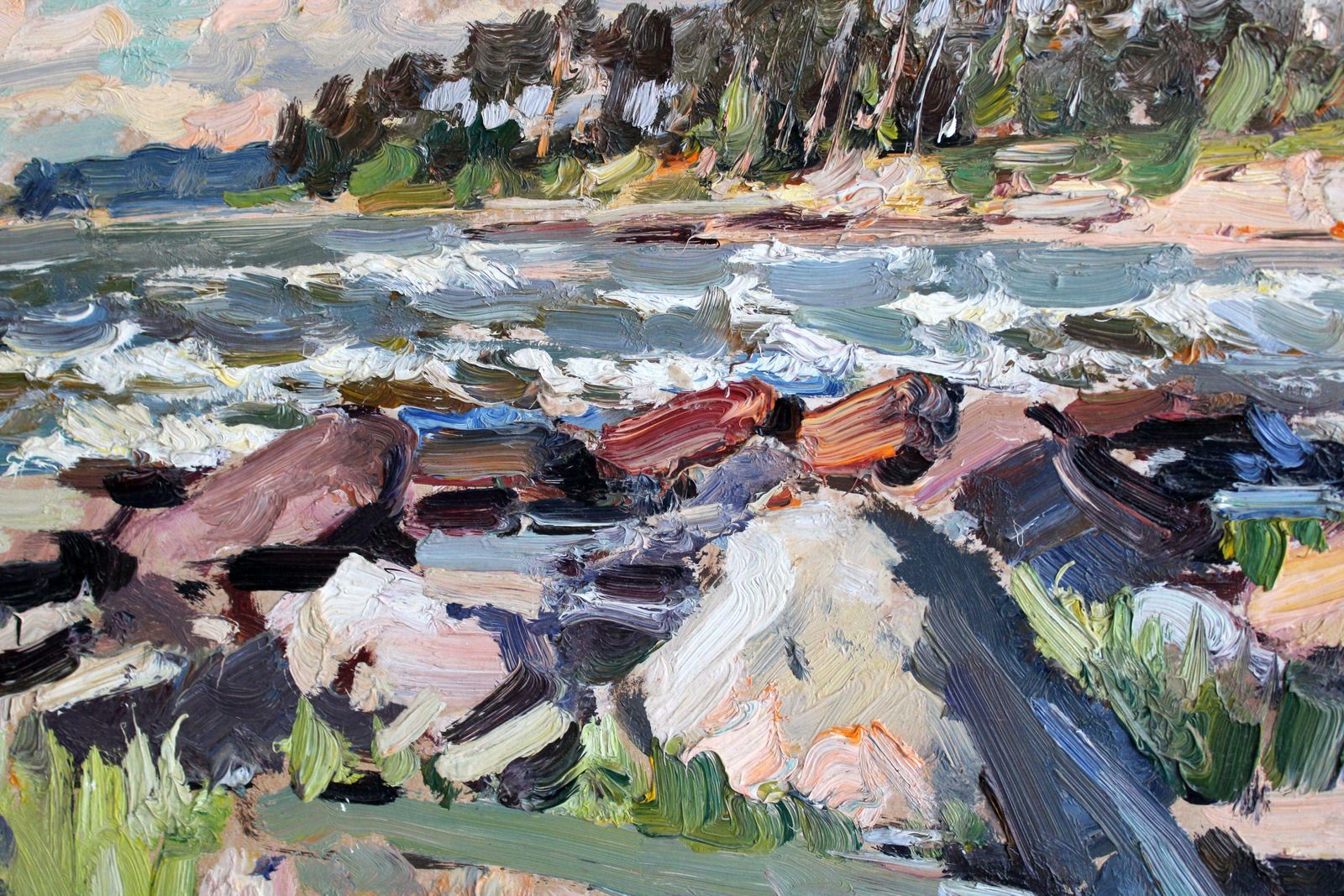 Edgars Vinters Rocky Seashore. 1980, Cardboard, Oil, 48x66 Cm photo Art