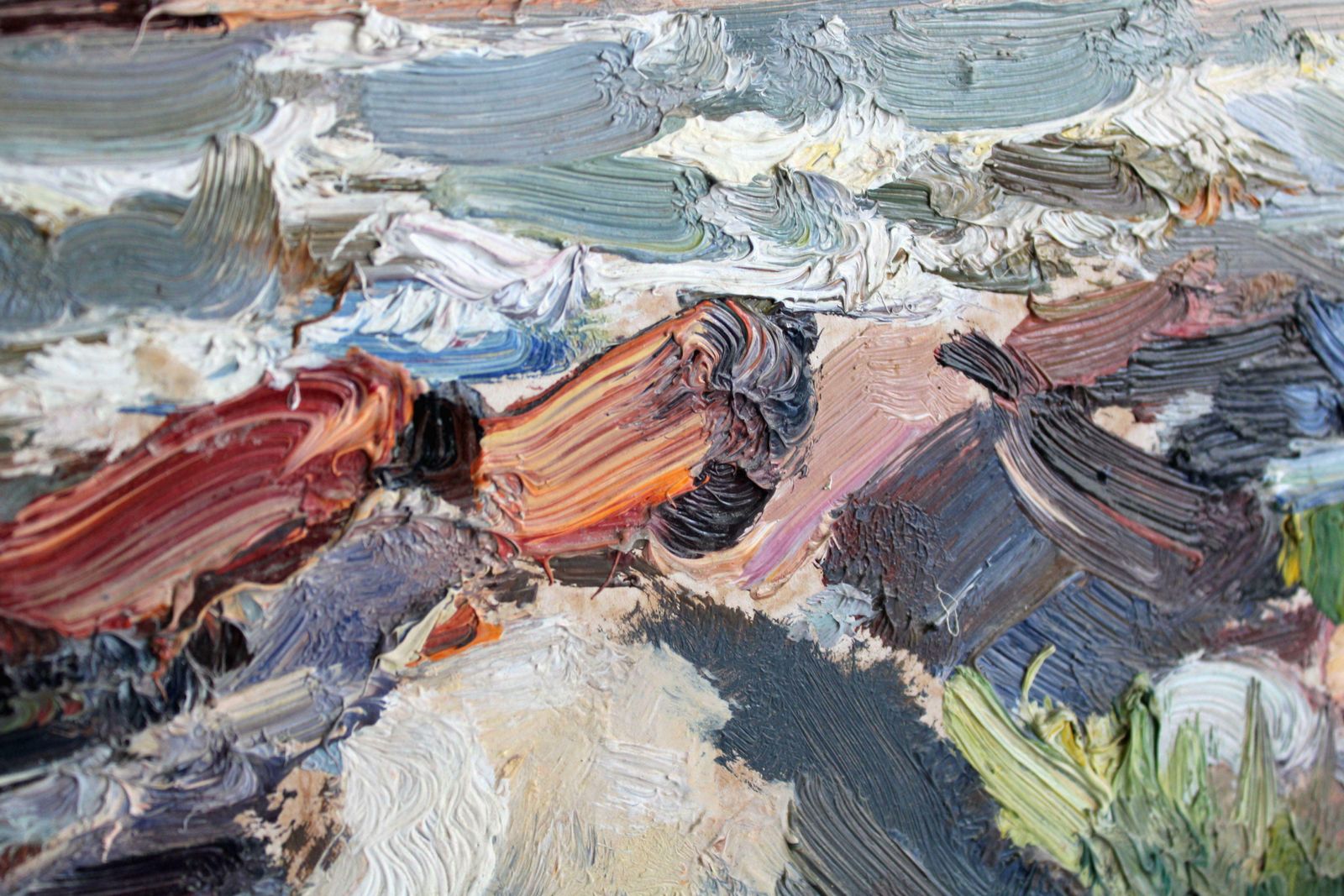 Edgars Vinters Rocky Seashore. 1980, Cardboard, Oil, 48x66 Cm photo vintage