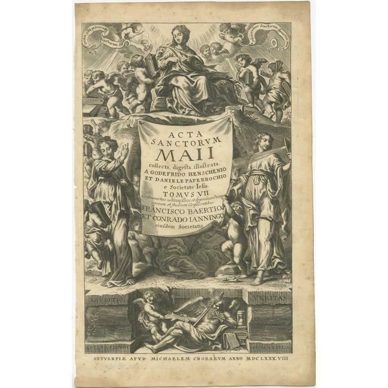 Old Print Depicting Various Religious Figures Of 'Acta Sanctorum', 1688