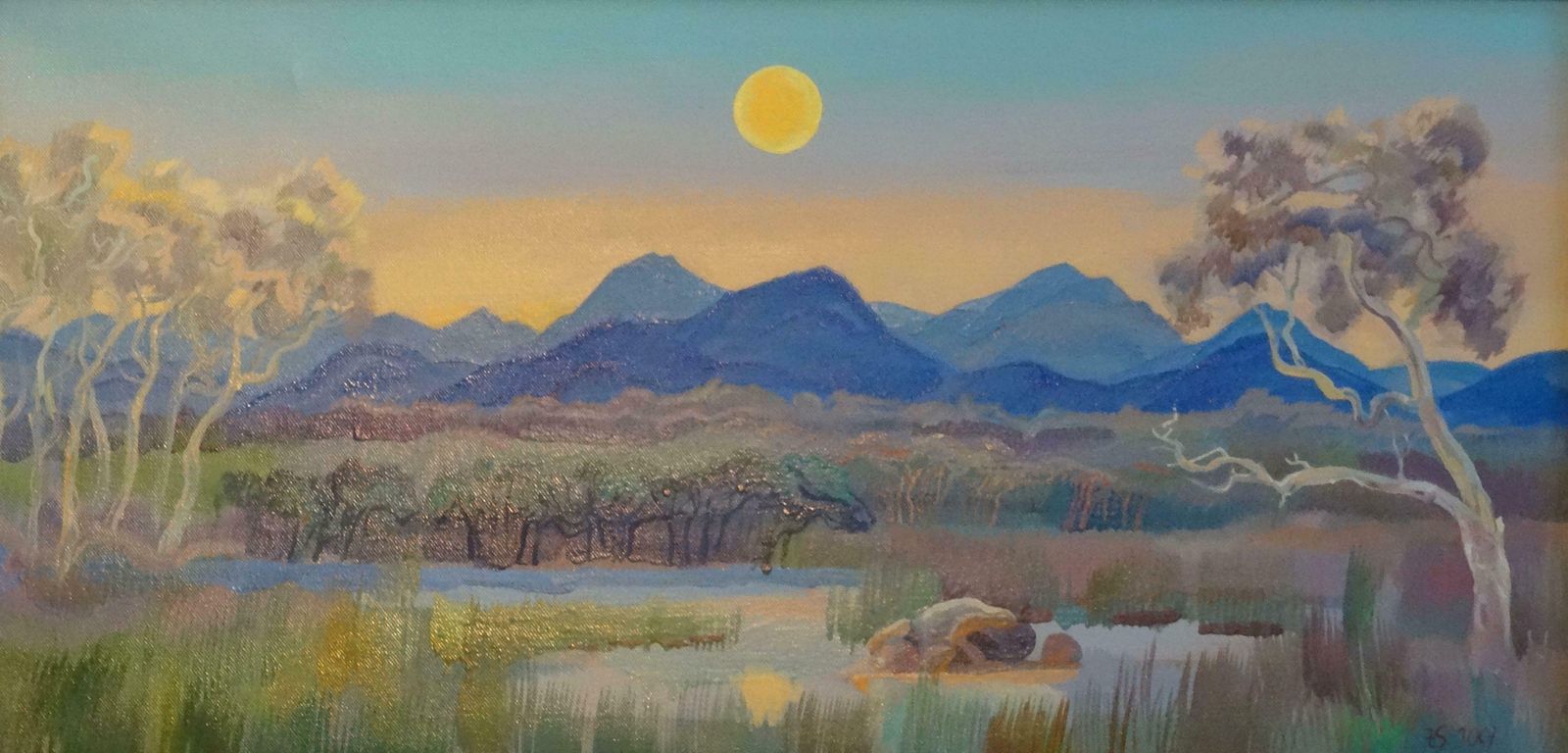 Zita Sudnika Moonlight. Oil On Canvas, 37x75 Cm