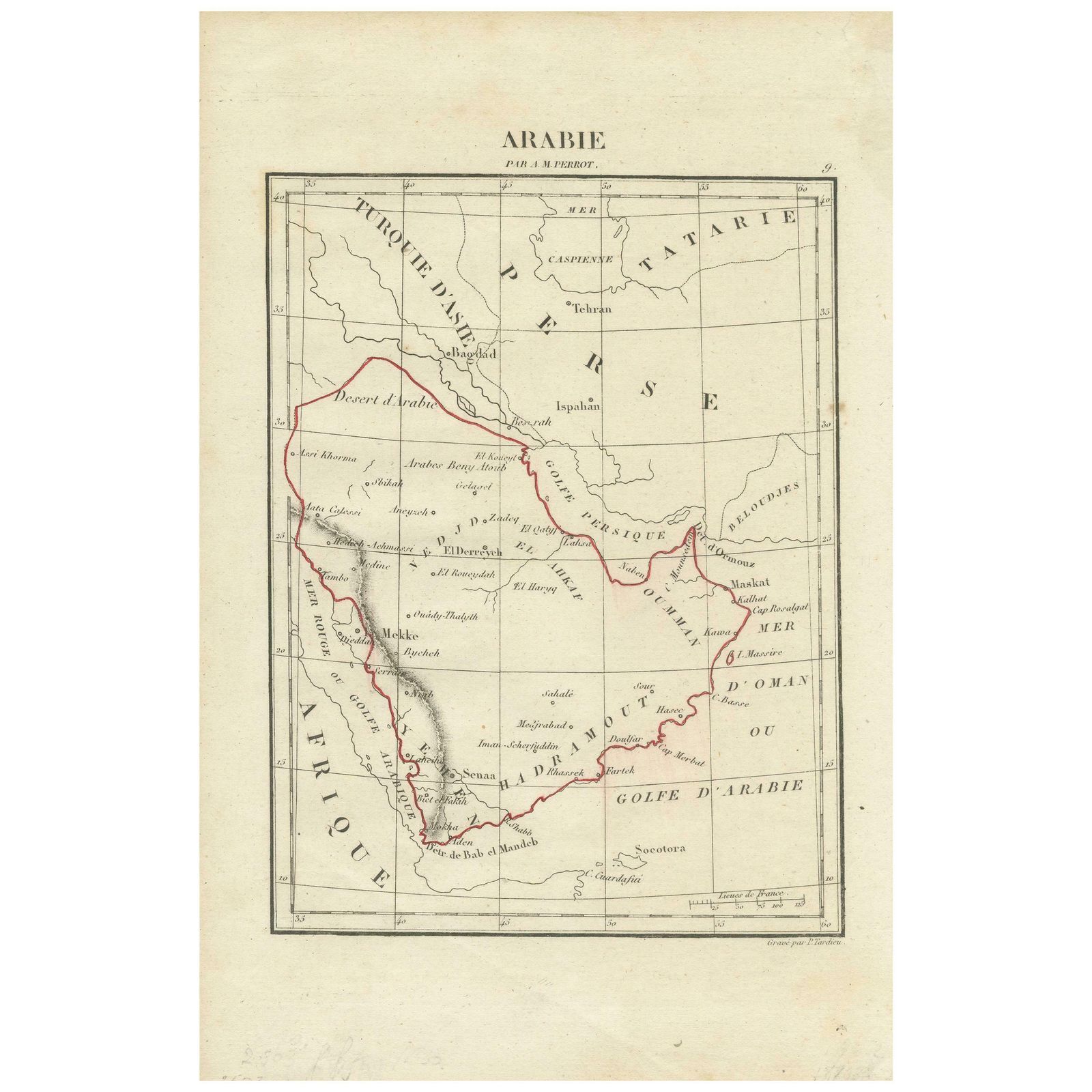 Antique Map Of Arabia By Tardieu '1843'