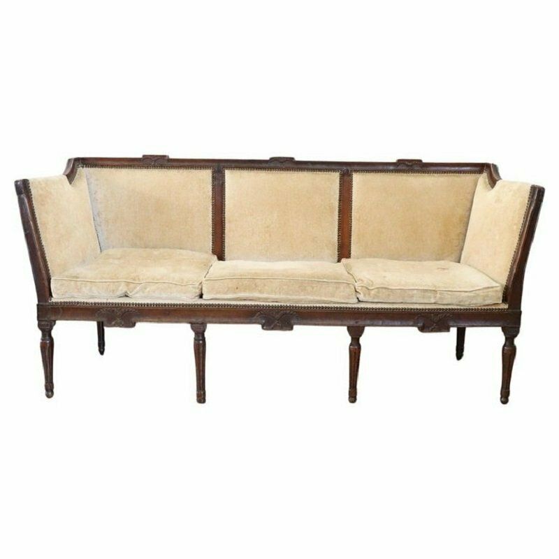 18th Century Walnut Sofa With Velvet Upholstery