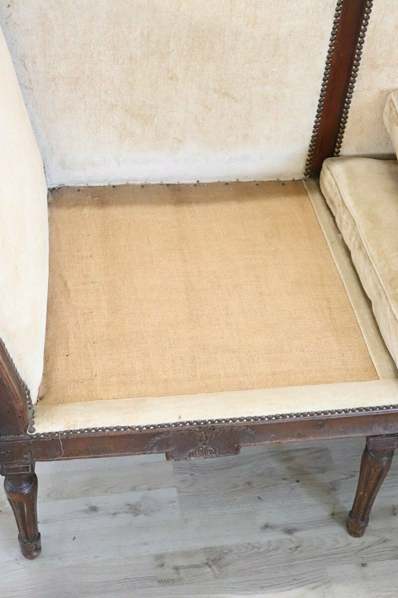 18th Century Walnut Sofa With Velvet Upholstery photo vinterior