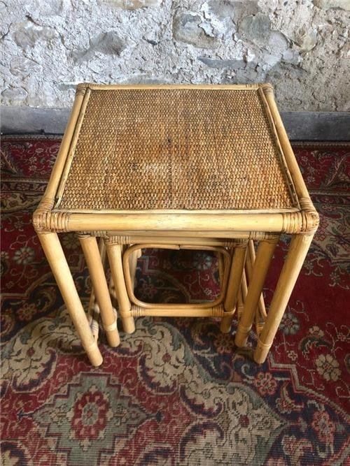 Beautiful Vintage Bamboo Nest Of Tables photo for sale