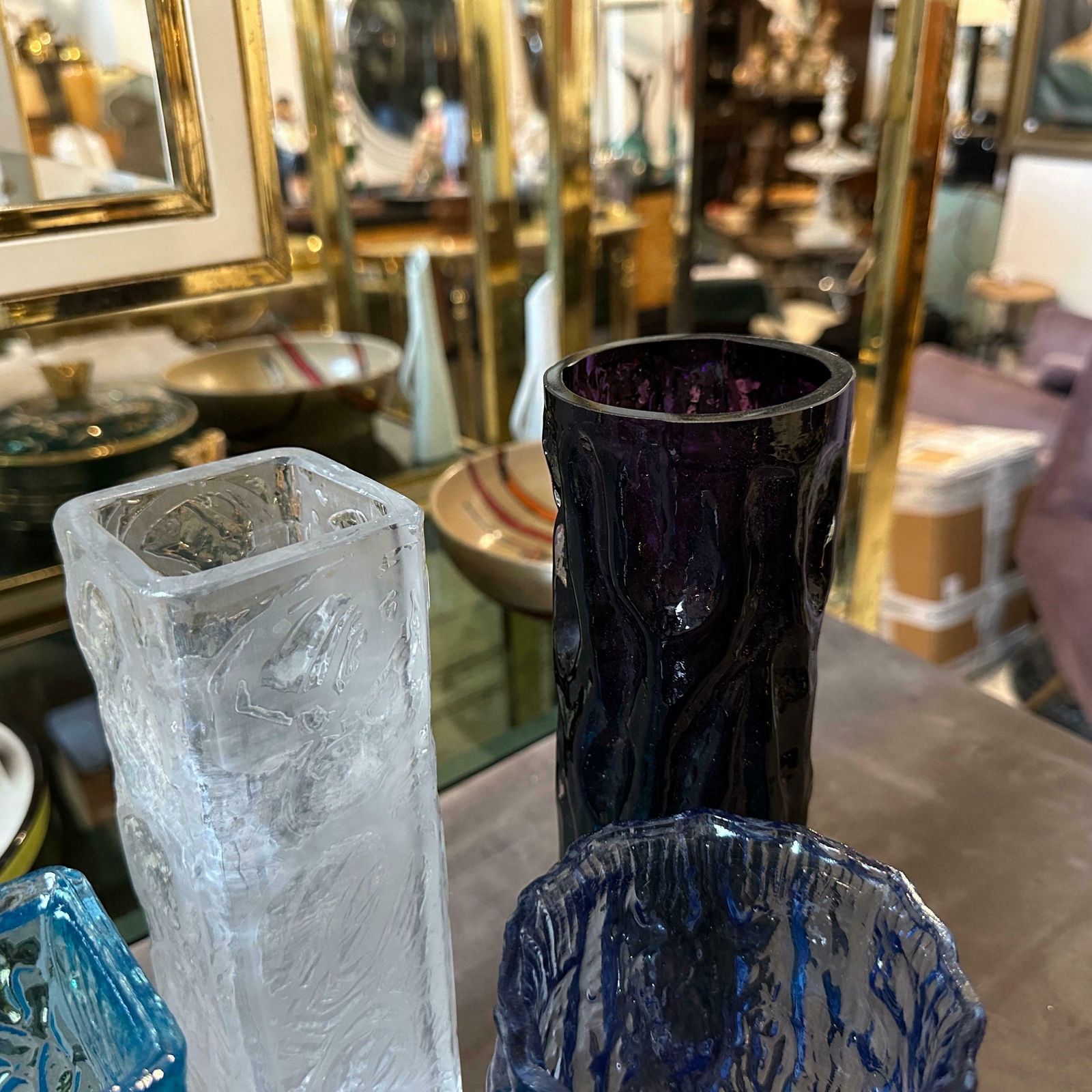 1970s Set Of Four Space Age Glass European Vases photo vintage