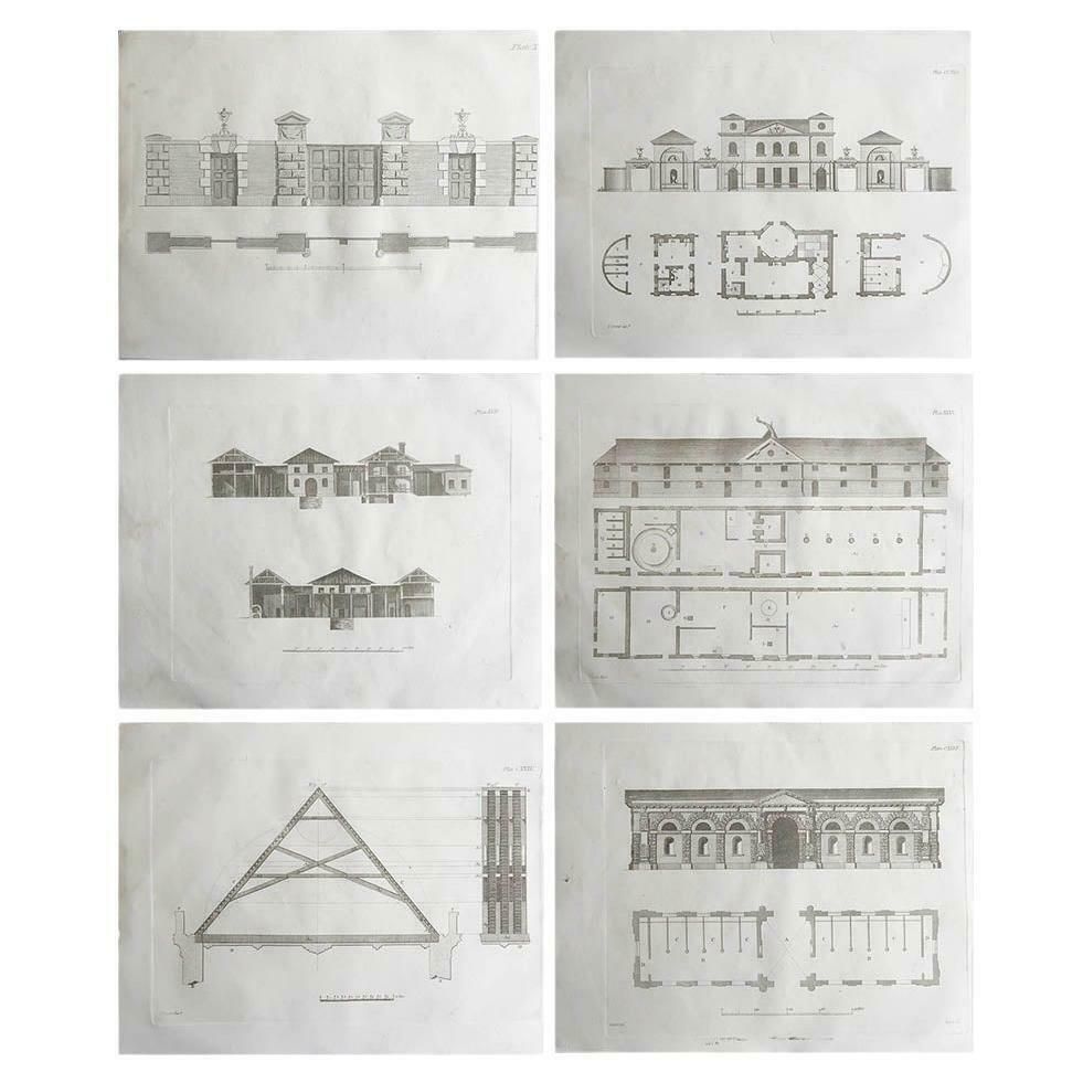 Set Of 6 Original Antique Architectural Prints After L.Carter. C. 1813