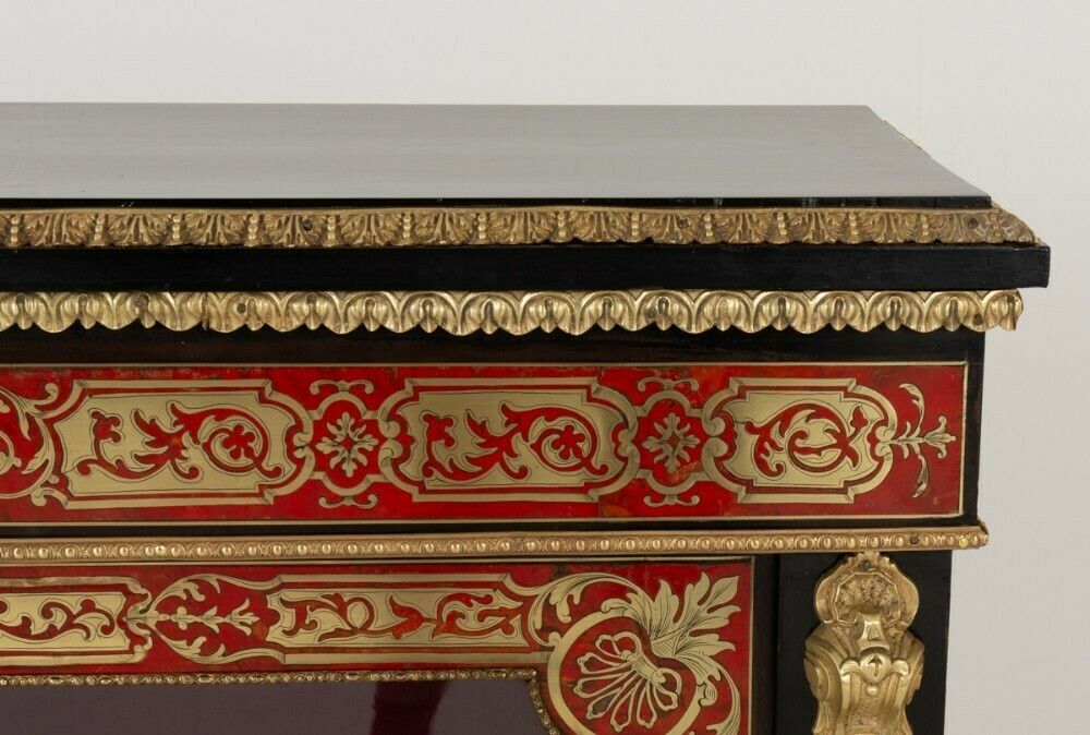 photo furniture Pair Boulle Pier Cabinet Ebonised Inlay Antique 1850