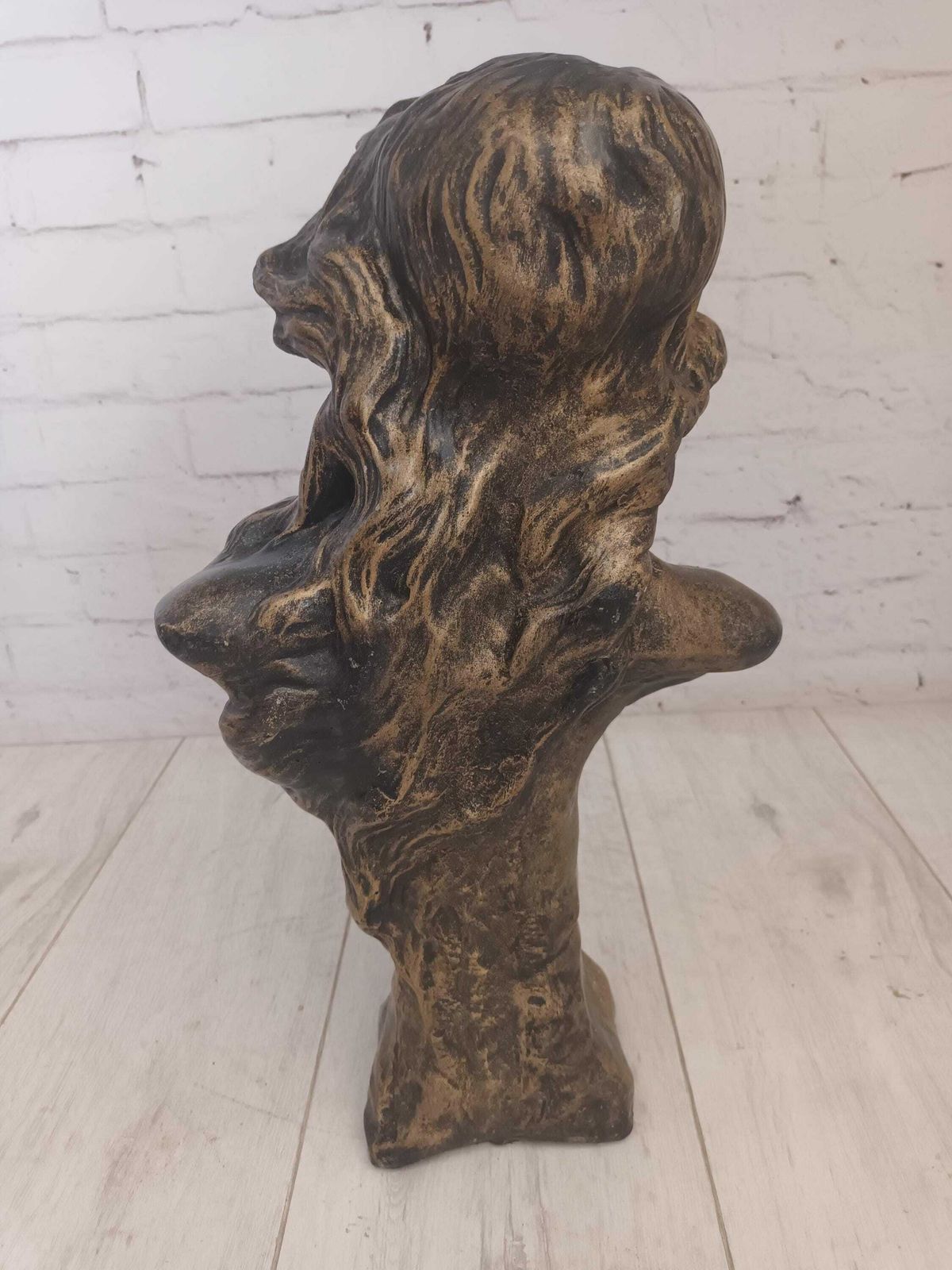 Vintage Art Nouveau Bust Young Woman "Judith" After Goyeau Antique Sculpture Large Heavy 1960 photo vinterior