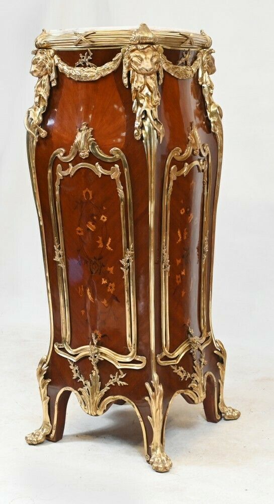 Pair French Pedestal Stands Ormolu Inlay After Linke photo vinterior