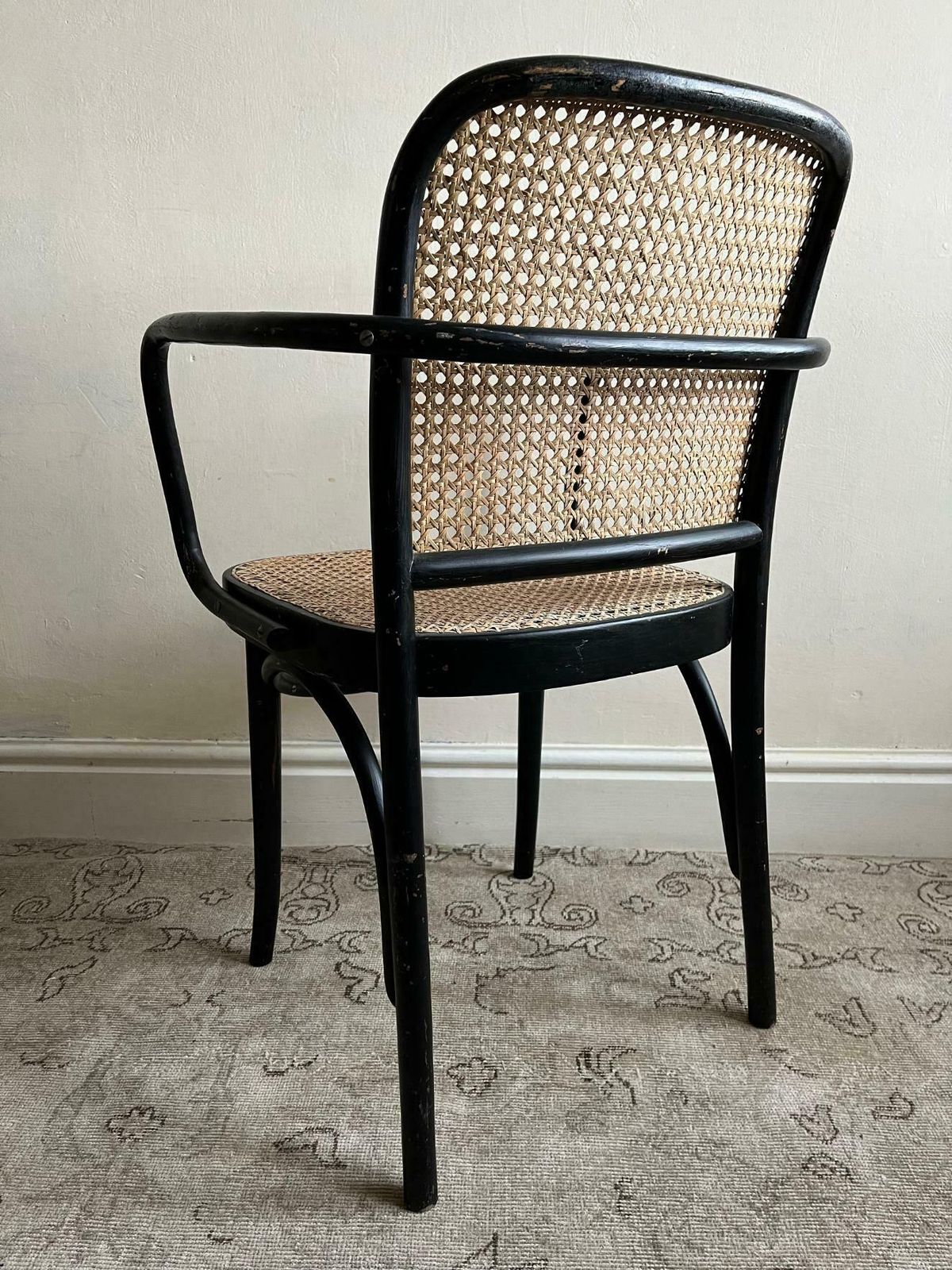 Pair Of Josef Hoffmann Chairs For Thonet Model 911 With Black Bentwood Frame And Cane Seats photo for sale