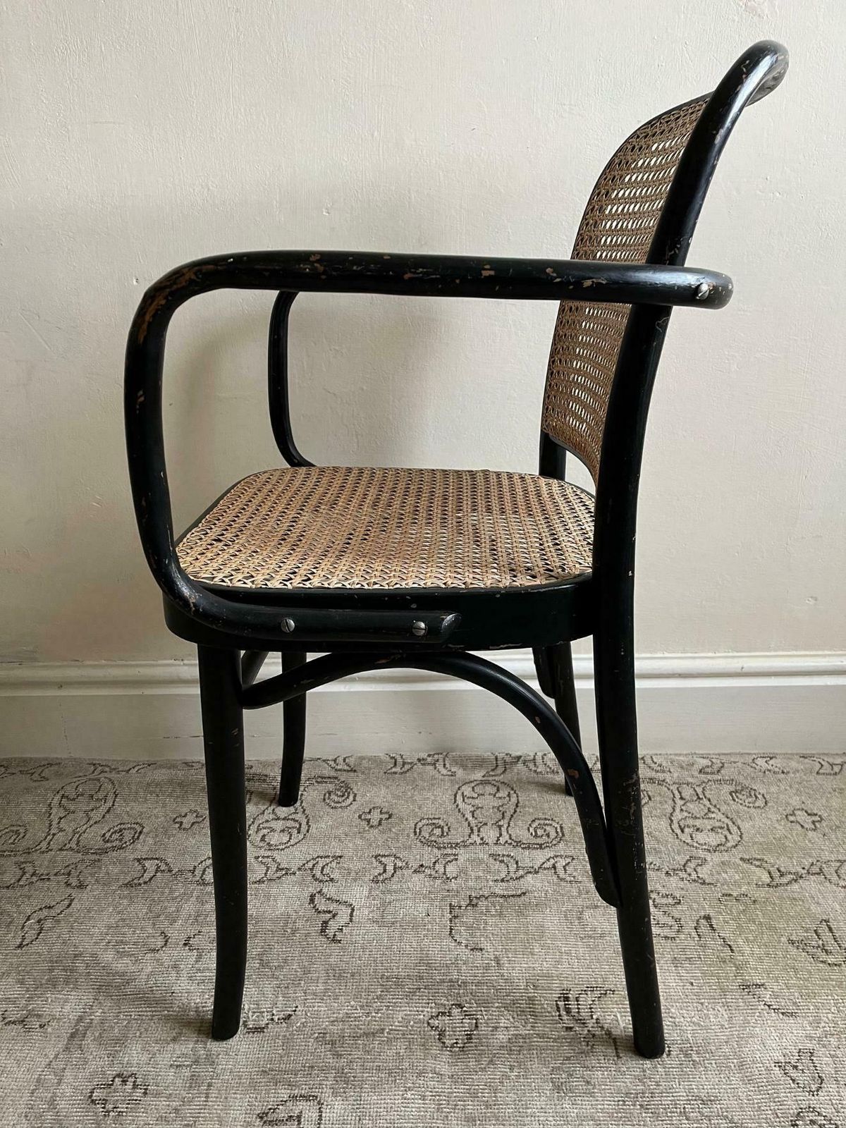 Pair Of Josef Hoffmann Chairs For Thonet Model 911 With Black Bentwood Frame And Cane Seats photo vintage