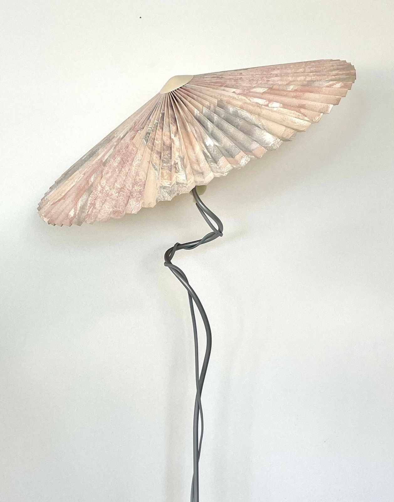 Postmodern Belgian Vintage Floor Lamp With A Concrete Base, Swaying Organic Metal Pole And A Pleated Vintage Shade   Design By Massive photo 508.0