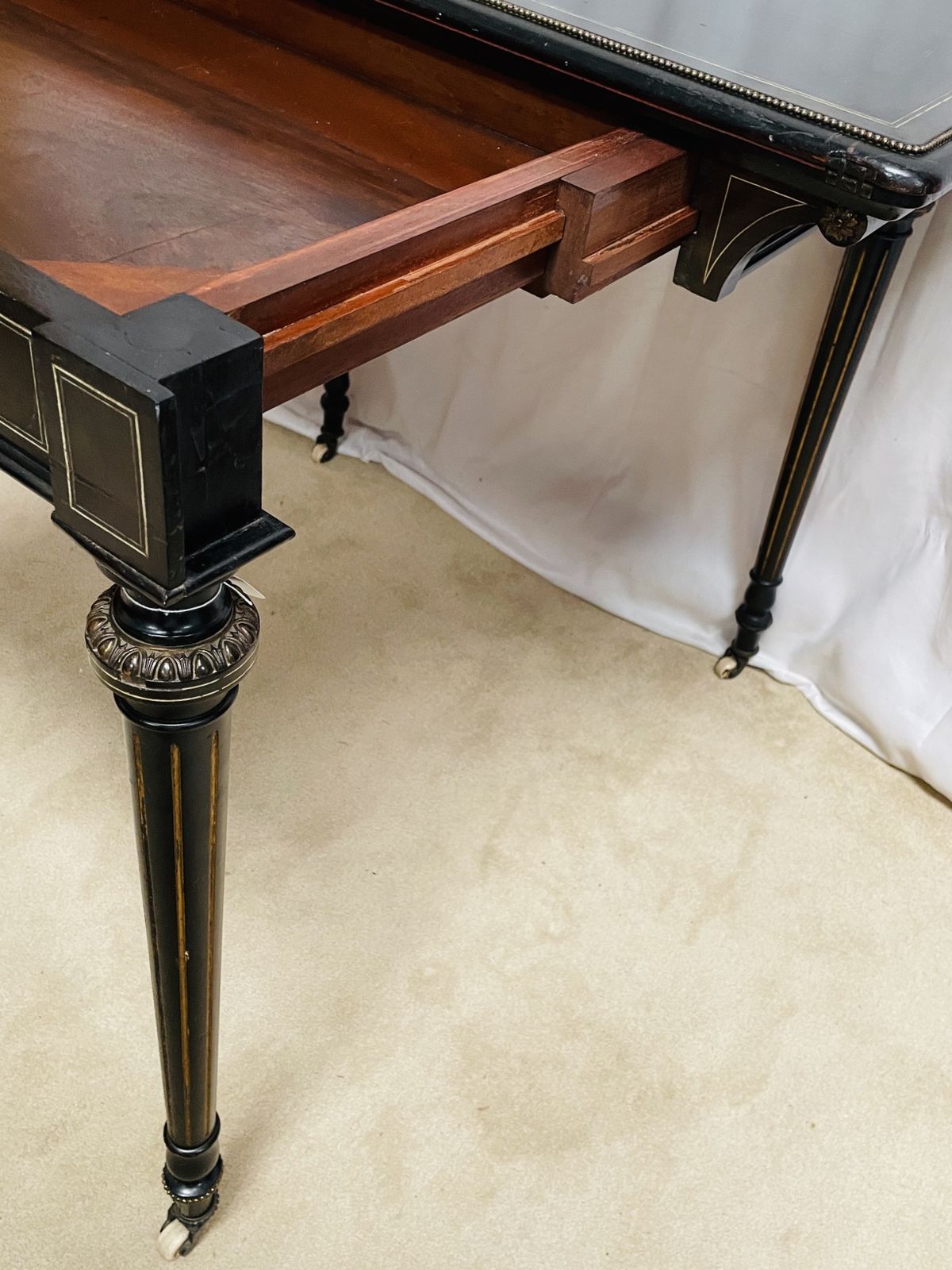 Fabulous Victorian Aesthetic Period Ebonised Concertina Drawer Pull Fold Over Card Table photo Furniture