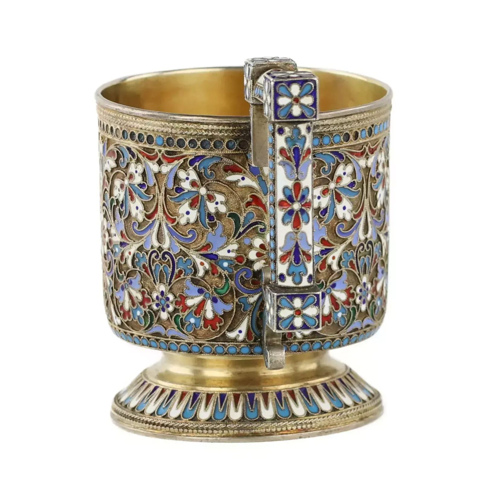 N.V. Alekseev. Silver Glass Holder In Cloisonné Enamels. Moscow. The Turn Of The 19th And 20th Centuries. photo Home Decor