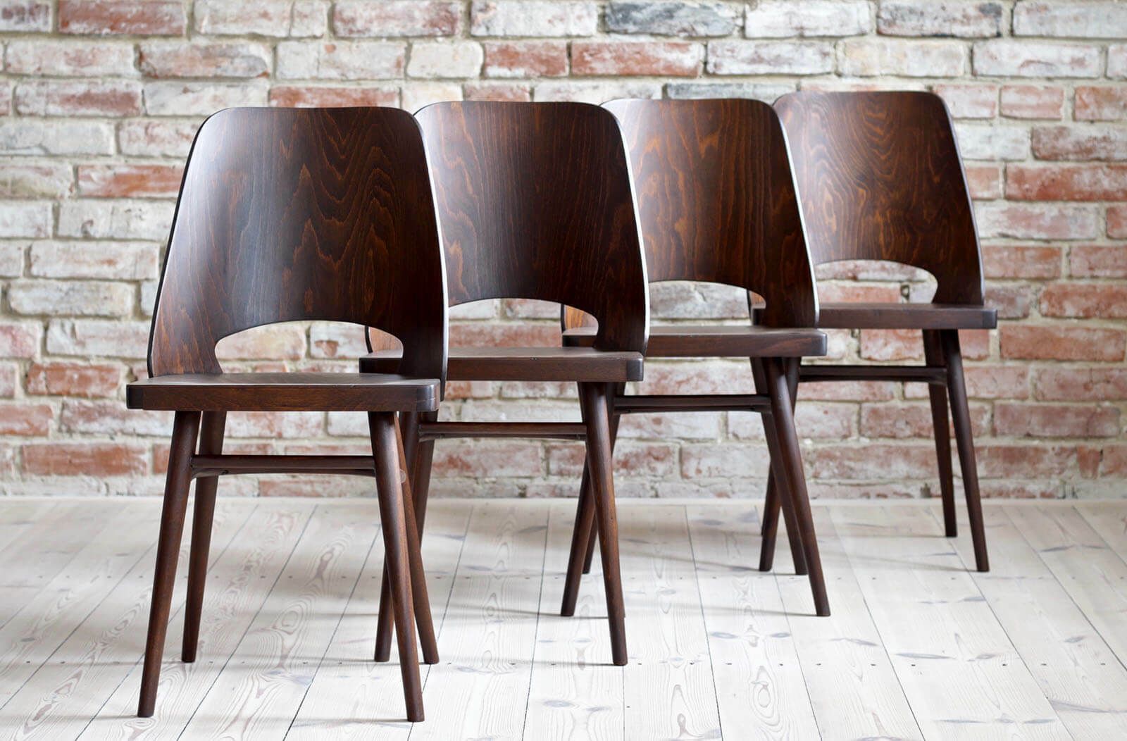 Set Of 8 Dining Chairs By Radomir Hofman For Ton, Model 514, Beech Veneer photo Furniture