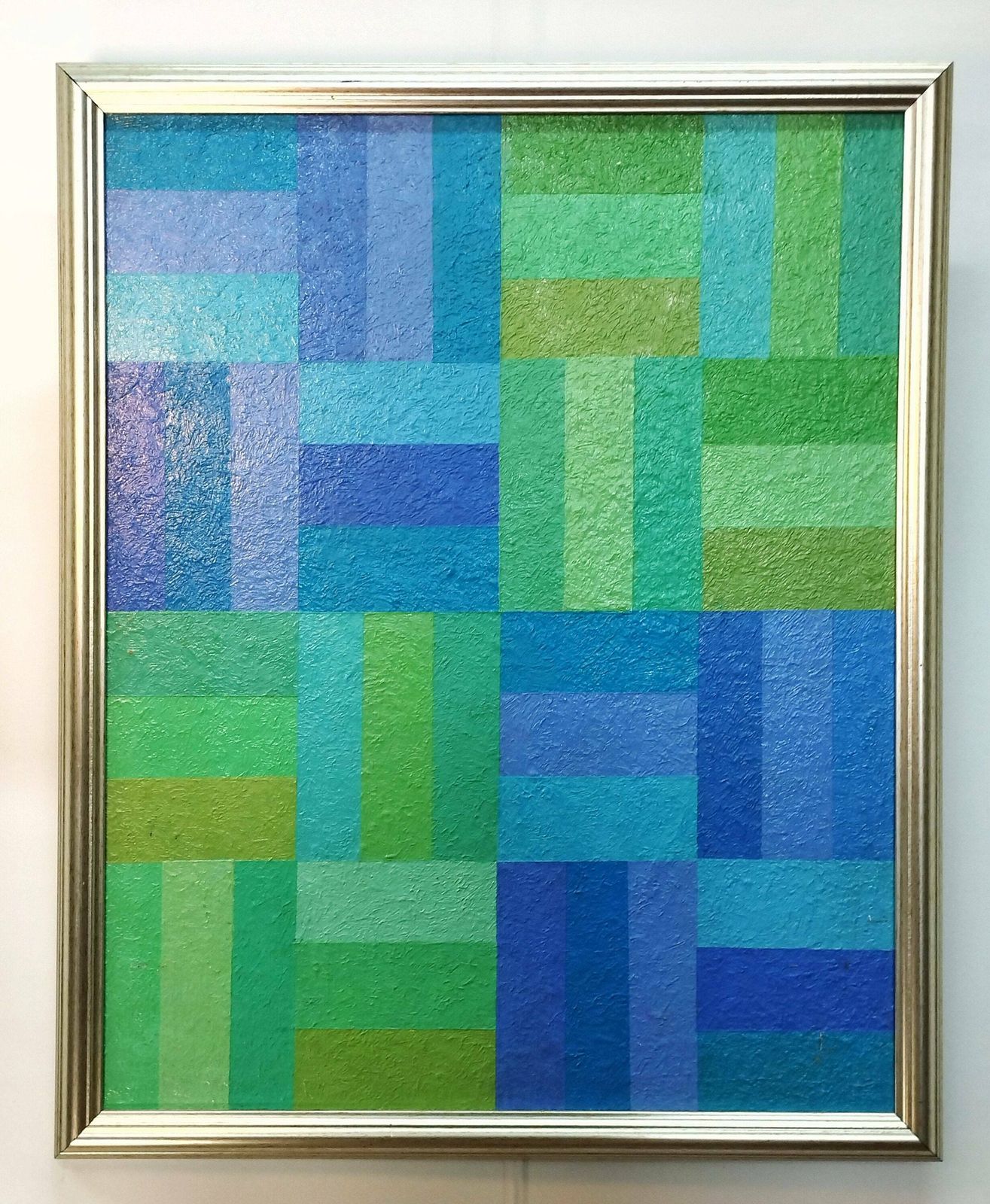 Original Artwork – Blue And Turquoise Geometric Squares – Margaret Sowerby photo vinterior